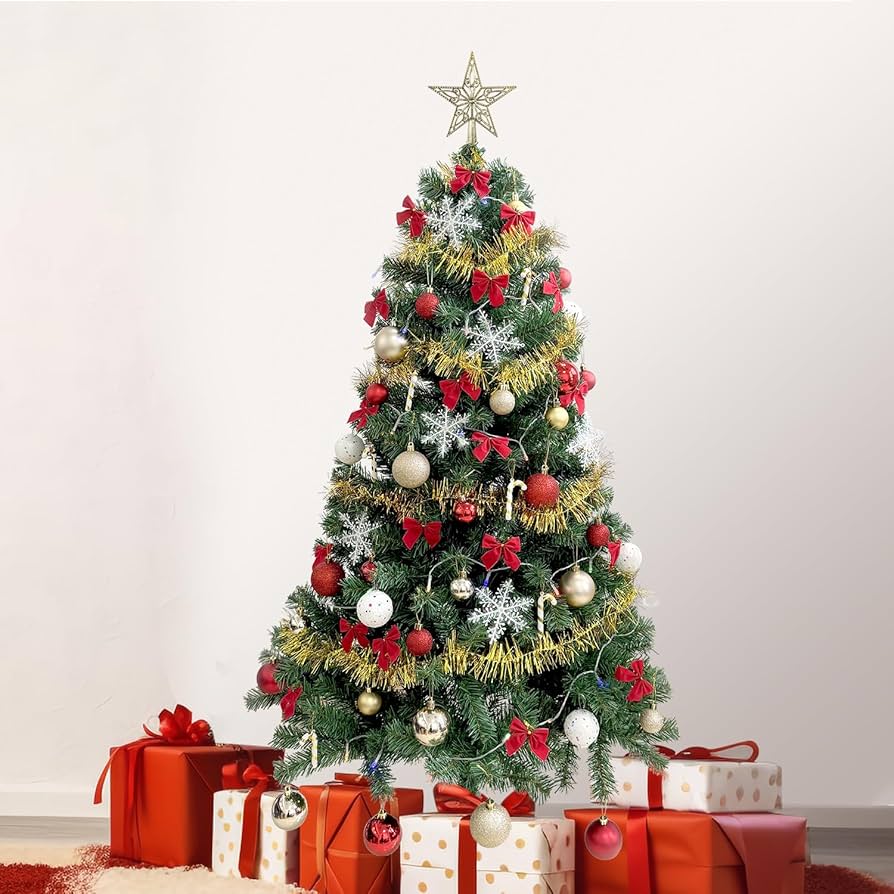 ✳︎new arrival✳︎christmastreeクリスマスツリー⑥gold Christmas Time 6.5ft Greenland Pine Artificial Christmas Tree, 550