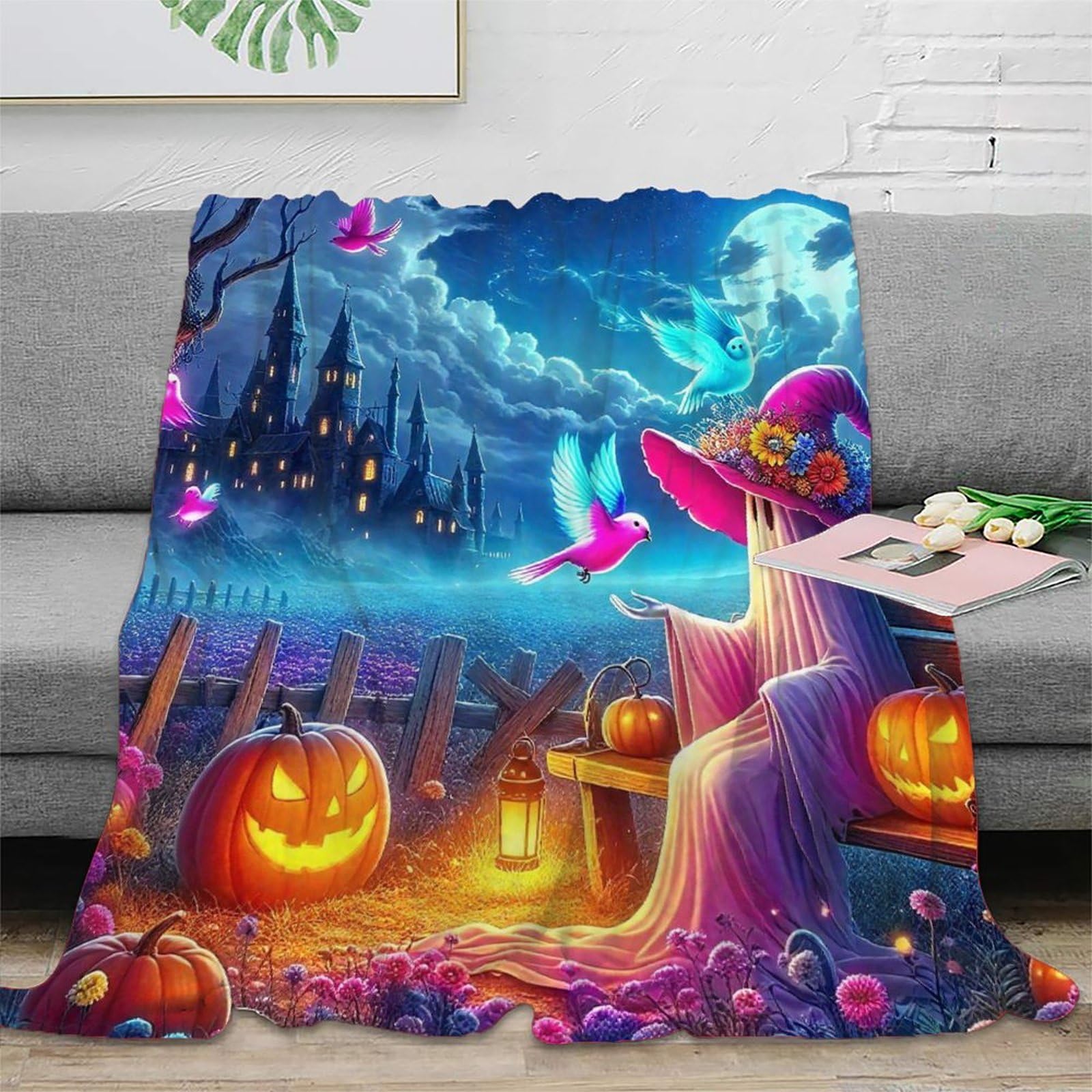 Couverture Sorcière 3D 150x200 microfibre plaid lit canapé