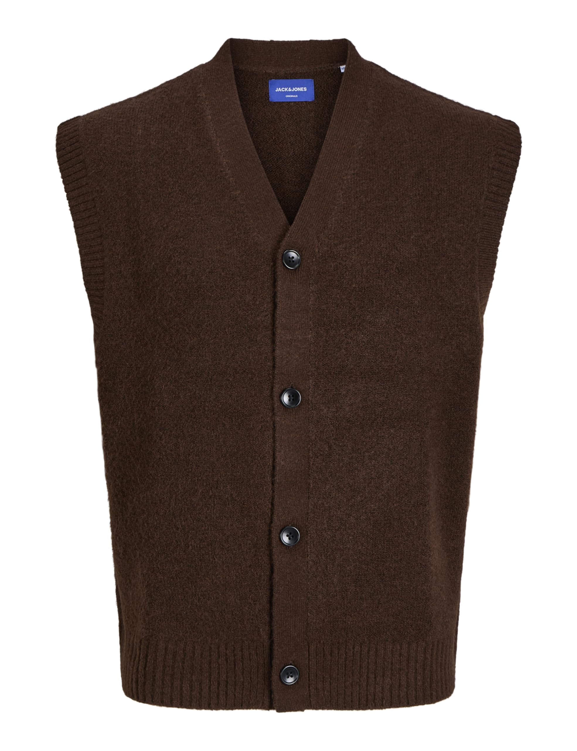 Jack & Jones Men's Chocolate Lab Jorollie Knit Cardigan Vest Styd Aw24, M