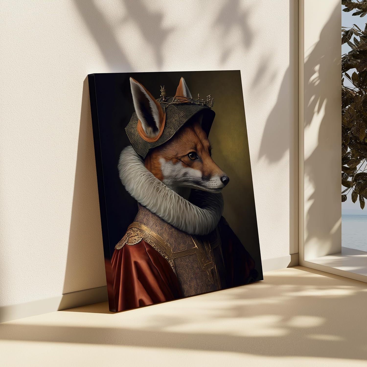 Poster Master Aristocratic Fox Canvas - Renaissance Print - Fox Art - Gift for Men, Women & Animal Lover - Funny Decor for Living Room, Bedroom or Kid's Room - 8x10 STRETCHED Canvas