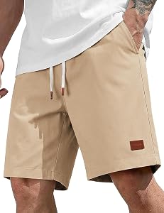COOFANDY Mens Cotton Chino Shorts 9 Inch Casual Shorts Summer Beach Shorts