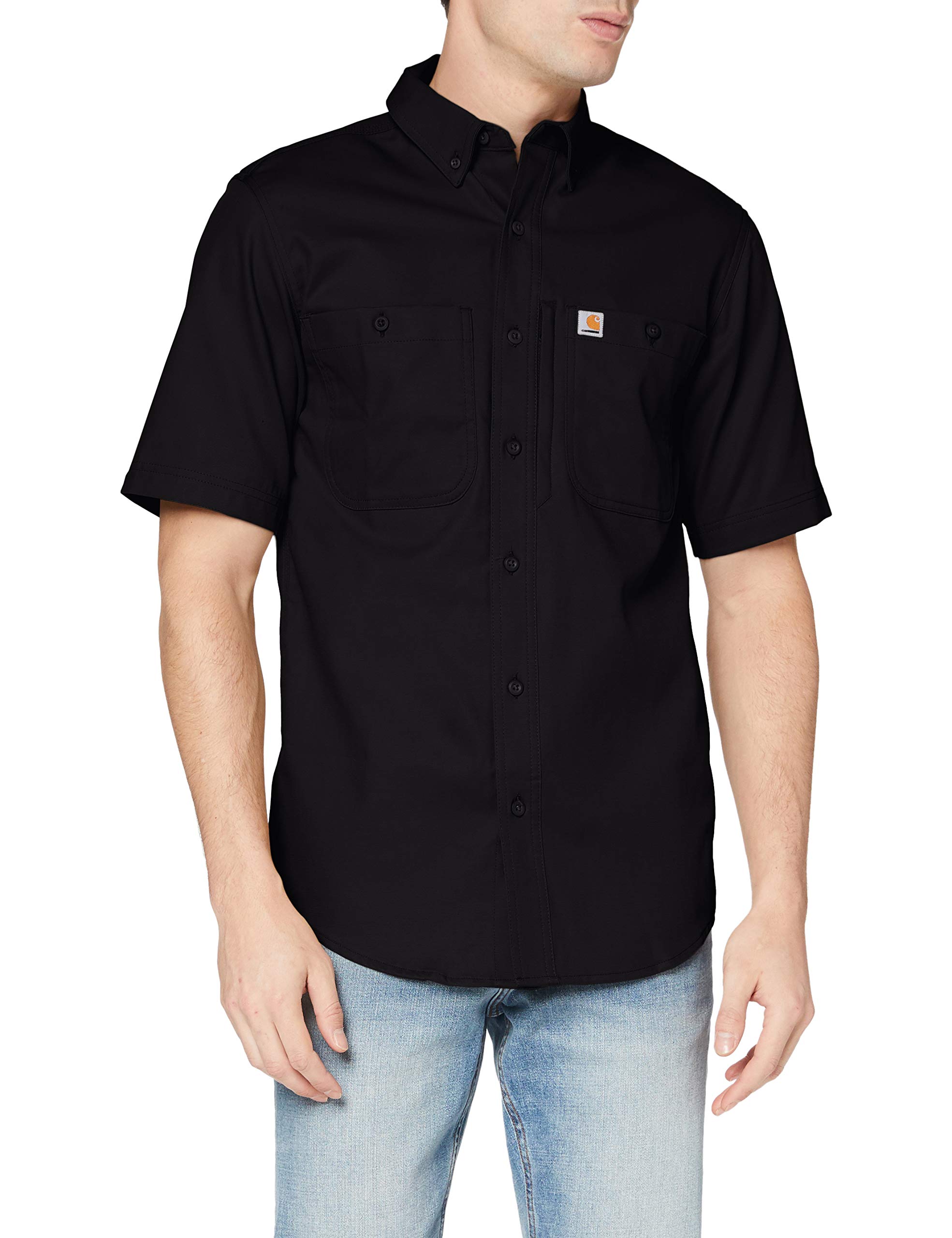 Photo 1 of Carhartt Men's Rugged Professional Series Relaxed Fit Canvas Short Sleeve Work Shirt 4X-Large Black