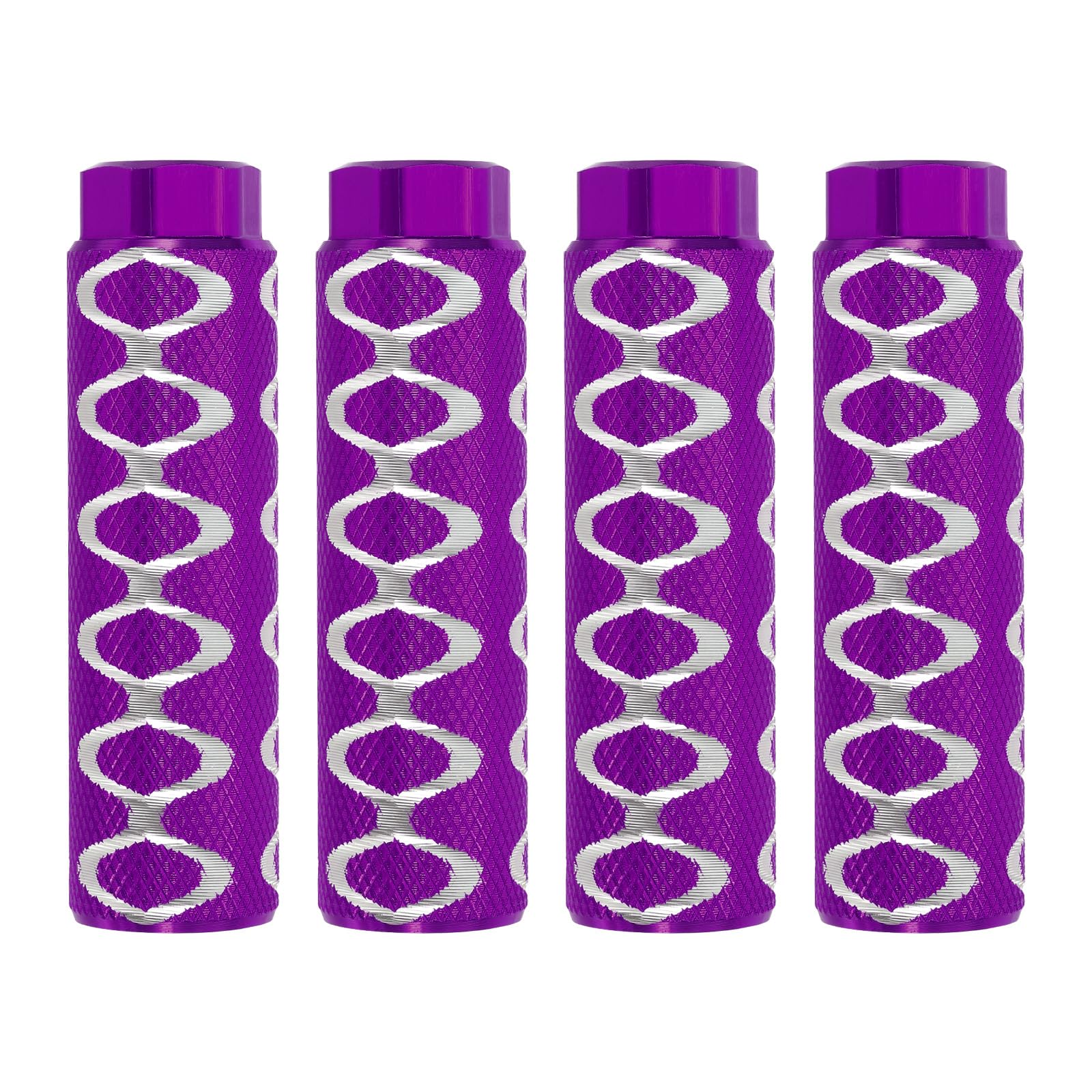 PATIKIL Bike Pegs Fit 3/8 Inch Axles, 4 Pack Aluminum Alloy Anti-Skid Lead Foot Bicycle Peg Back Seat Stands with Circle for BMX Mountain Dirt Bike Cycling Rear Stunt Pegs, Purple