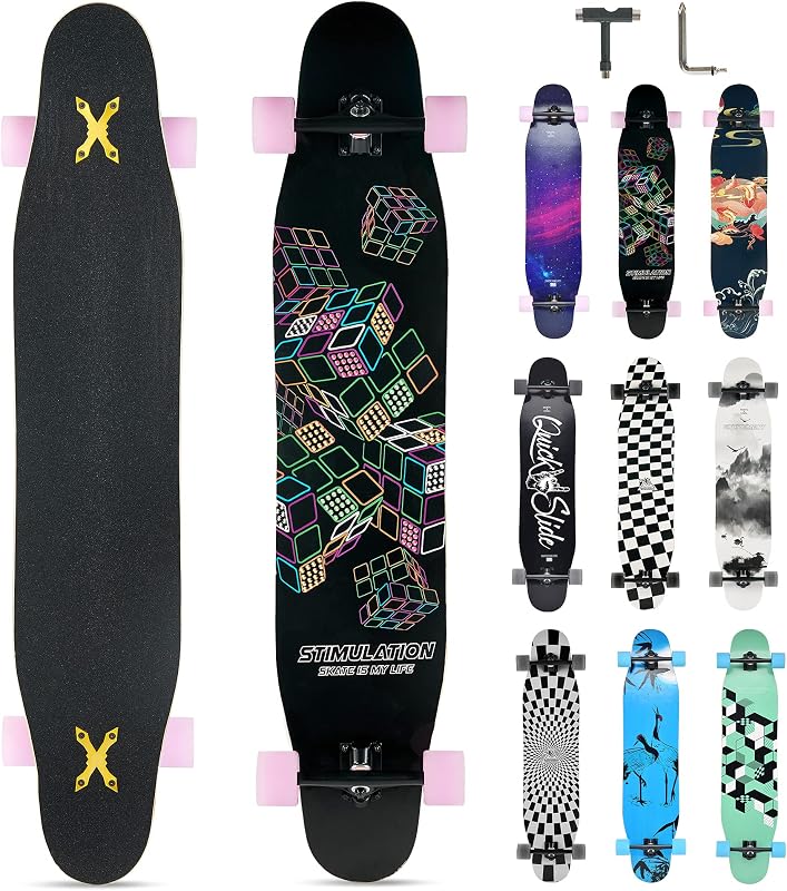 Opurtdor 118 cm Longboard Cruiser Skateboard Maple Fa Kezdőknek Felnőtteknek