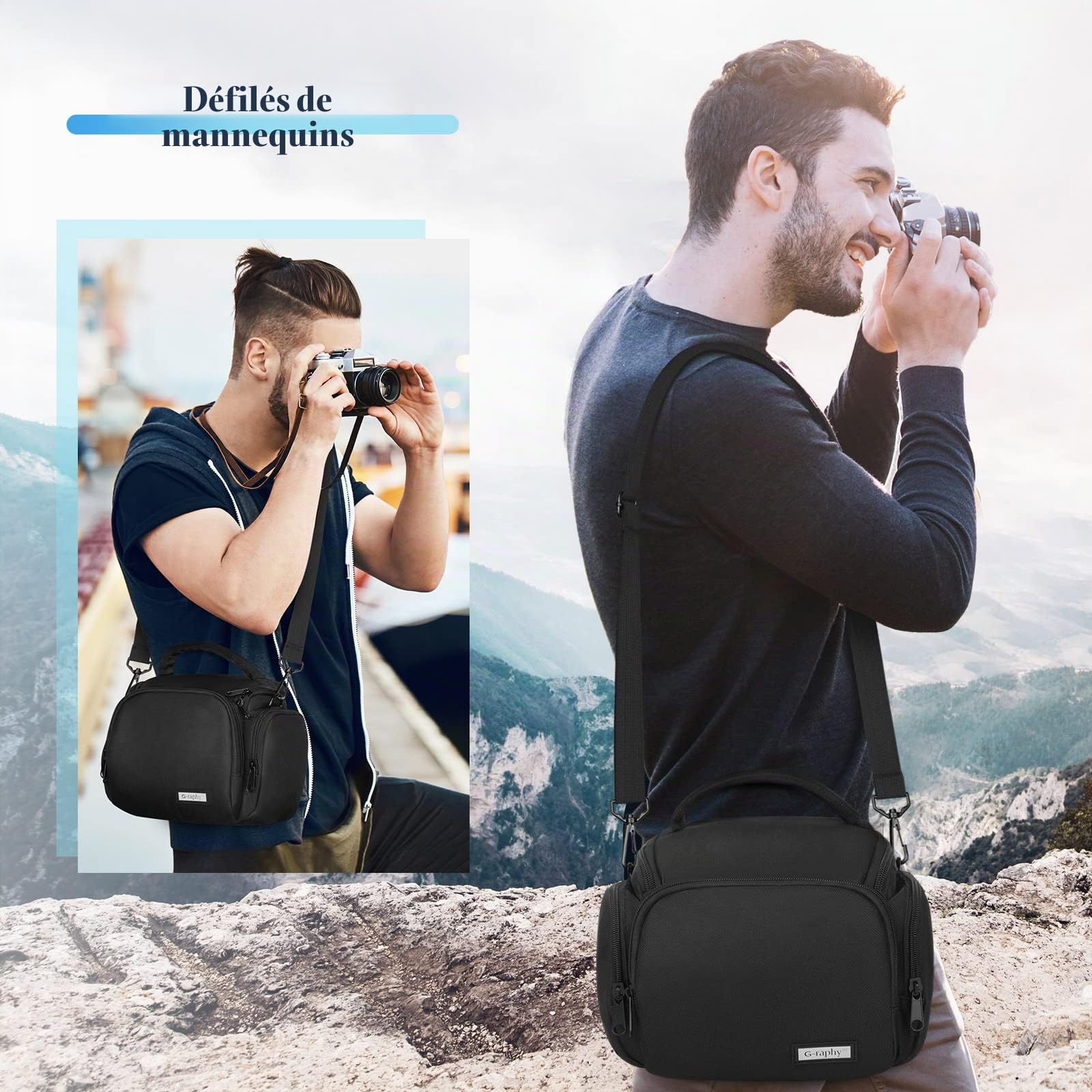 BAIGIO Housse pour Appareil Photo Reflex étanche Sacoche d'Appareil Photo Numérique Sac Bandoulière pour Canon Nikon Sony Panasonic