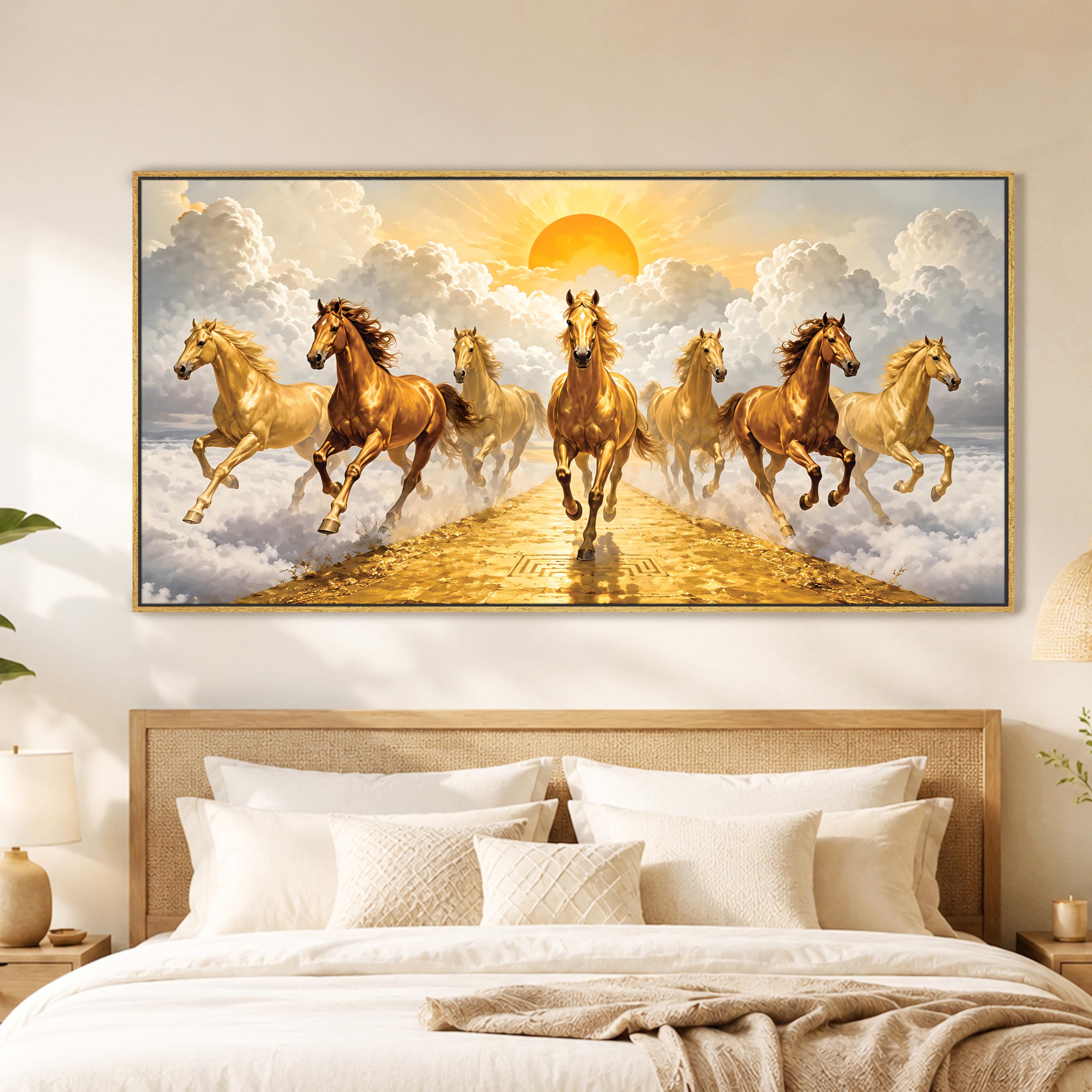 Vastu 7 Running Horses Painting - Luck & Prosperity -2