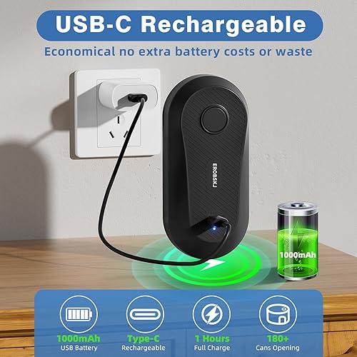 Miniatura 2 de Abrelatas eléctrico automático, abrelatas recargables para personas mayores y artritis, abrelatas automático de un solo toque, manos libres, borde