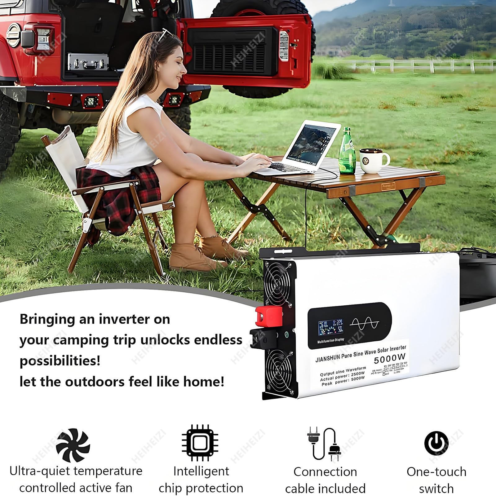 Inverter Solare Ibrido da 5000W,Inverter Bifase Cc 12/24/48/60/72V a 110/220V Ca Con Inverter a Onda Sinusoidale Pura,Inverter in Parallelo,Per Accumulo di Energia Domestico,Inverter Auto,110V-48V