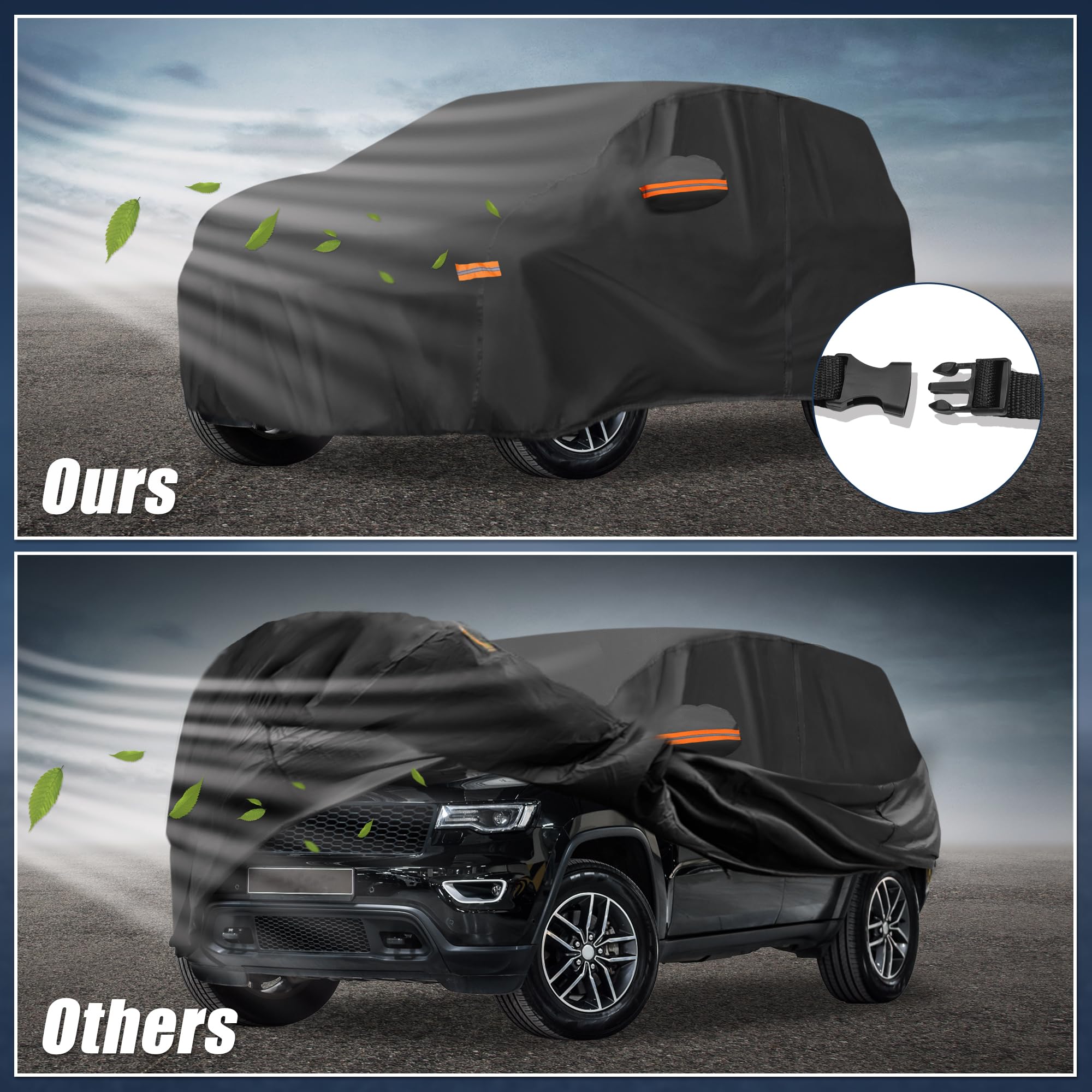 QUARKZMAN Funda Impermeable Para Jeep Grand Cherokee 11-23, 1 Pc | 210D-Pu Oxford, Negro, A Prueba De Viento, Protección Solar, Cremallera En Puerta, Incluye Bolsa