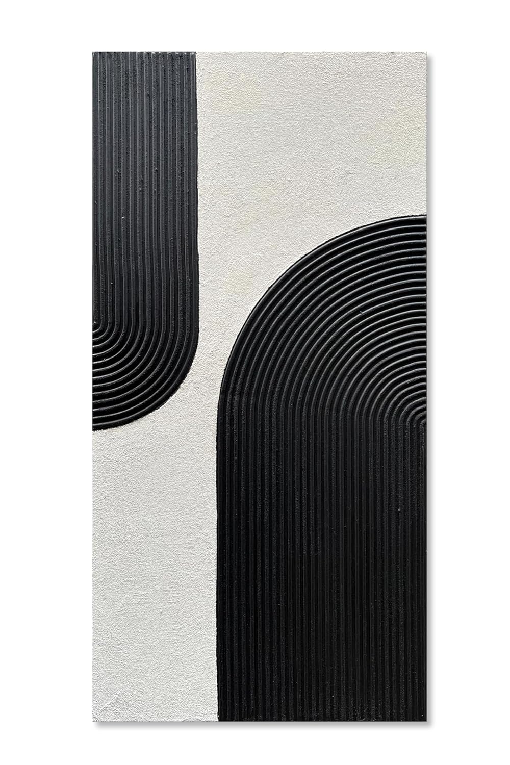 Art Hand Painted White and Black Textured Art Oil Painting Modern Abstract Art Canvas Wall Decoration Painting 48x24 inches