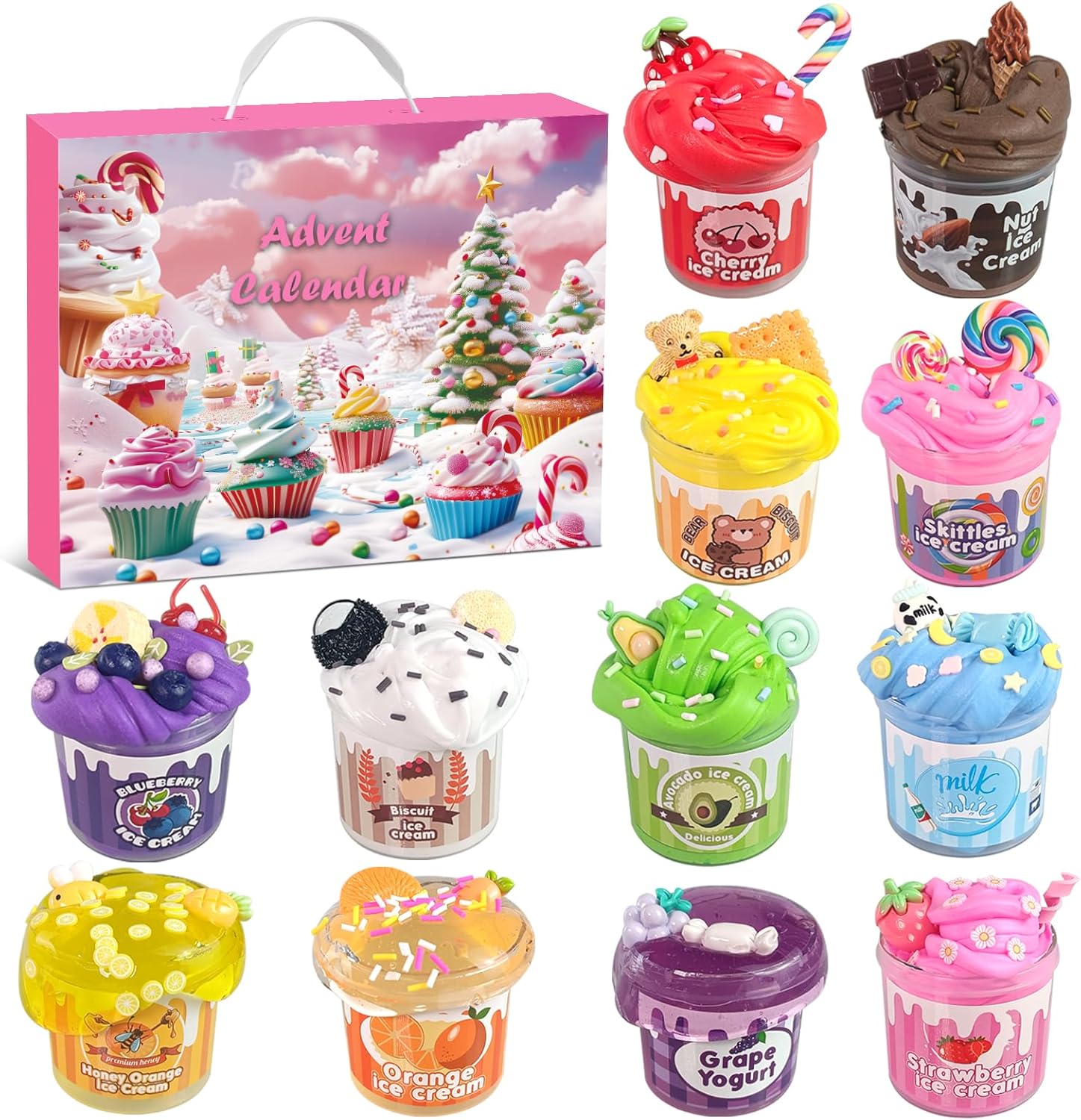 Sumsoltic Slime Advent Calendar Christmas Countdown 24 DIY Toys for Kids Advent Calendar for Teen Girls Christmas Treats Holiday Gifts Stocking Stuffers