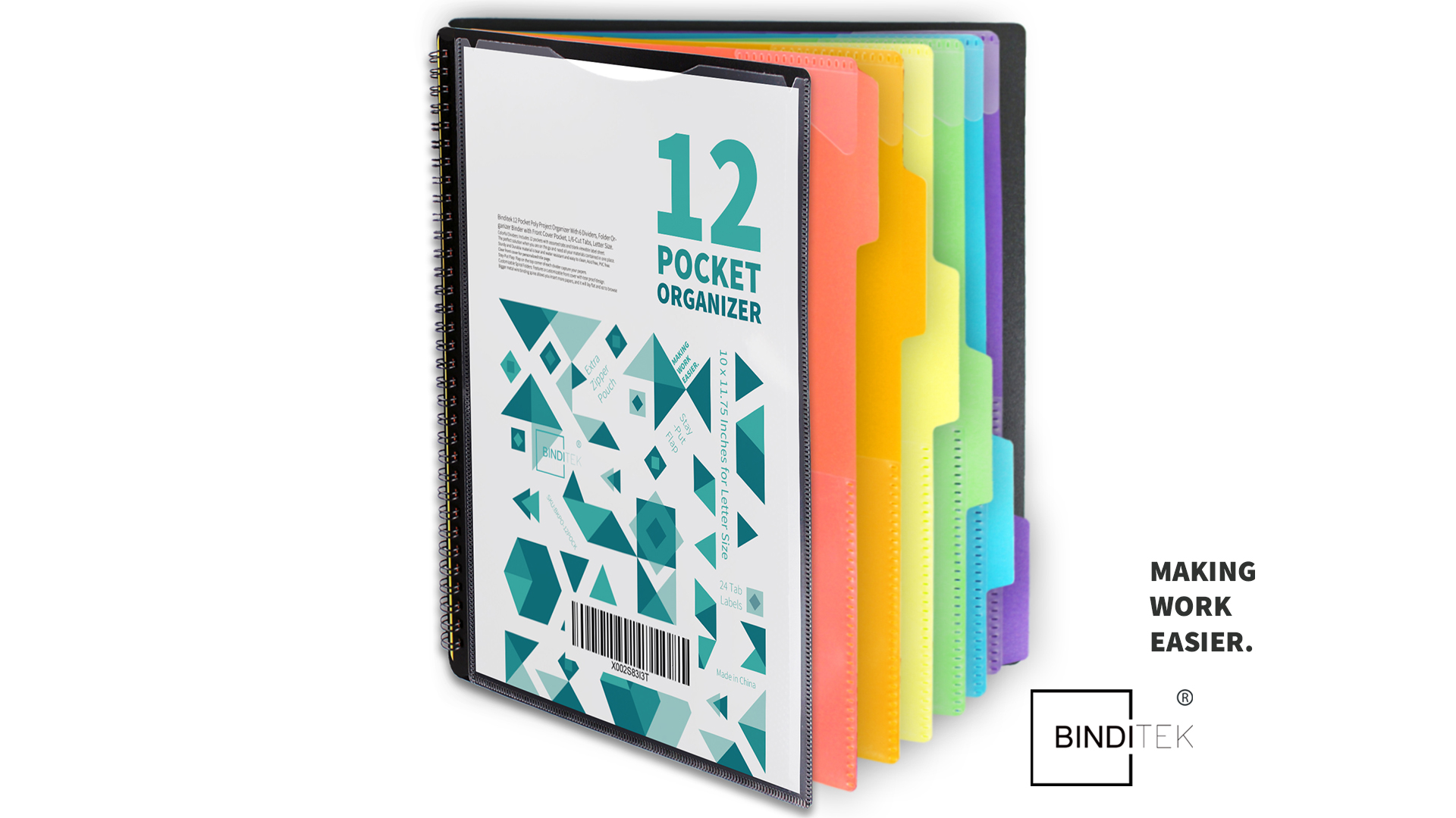 project0jap 12冊セット Amazon.com : Binditek 12 Pocket Poly Project Organizer with 6