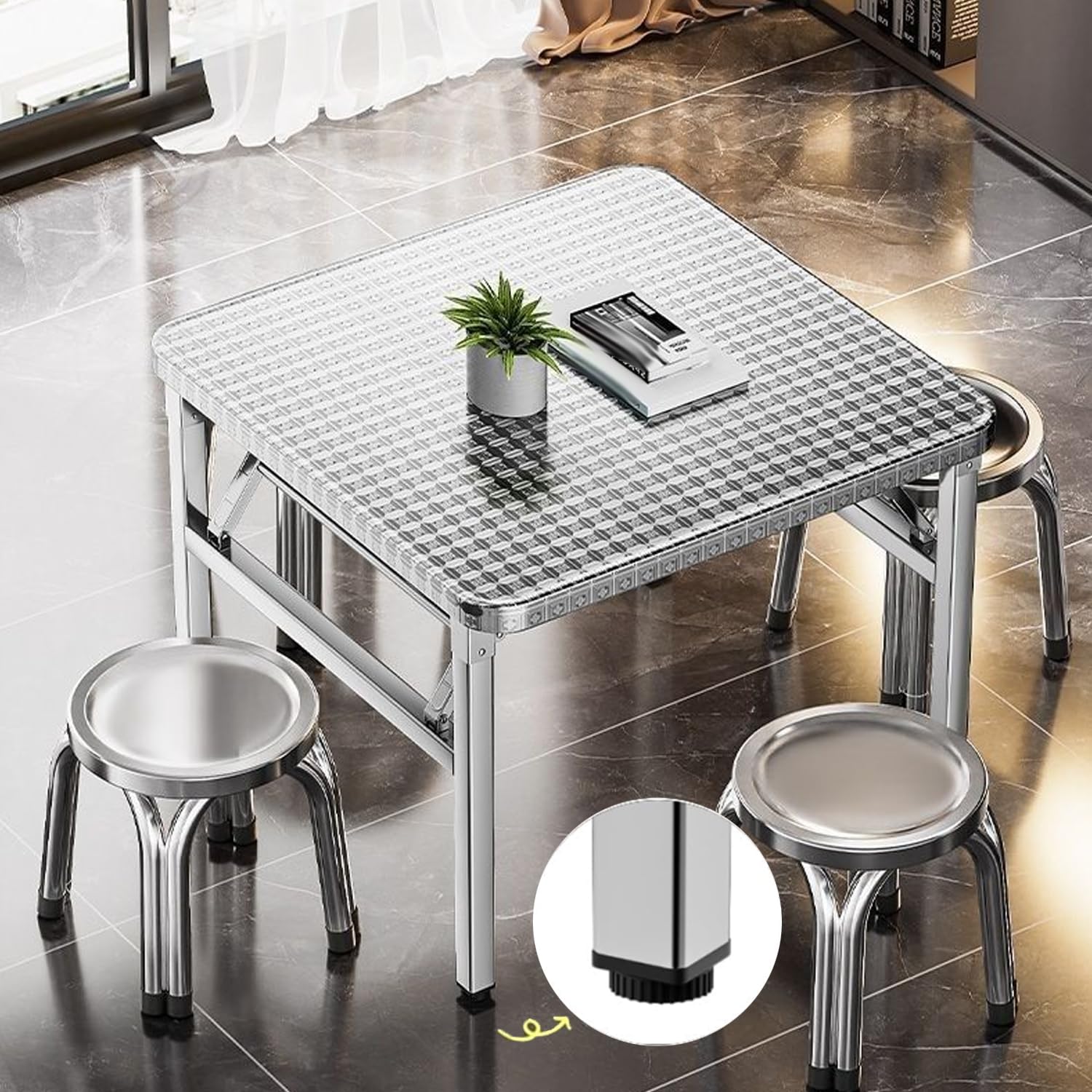 Mesa De Trabajo Plegable Mesa De Acero Inoxidable Hosteleria Banco De Trabajo Muebles De Cocina para Exteriores Mesa PortáTil para Exteriores 60x60x53cm