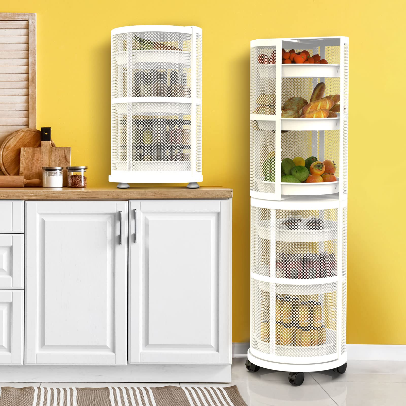 STYLIFING Rotating Rolling Storage Cart 6 Tier 360° Rotation Organizer