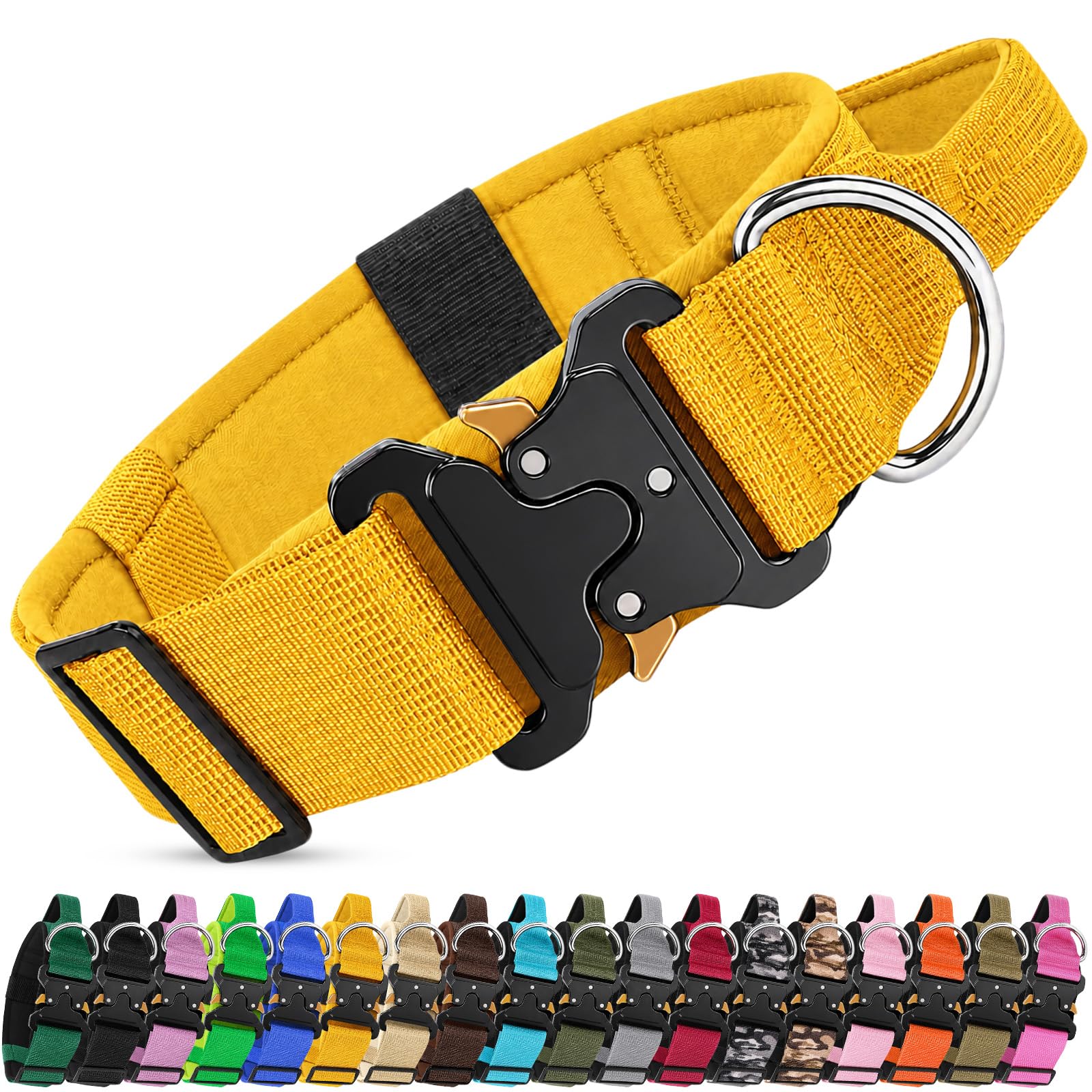 Olcyren Tactical Heavy Duty Dog Collar with Handle for Medium Large Dogs