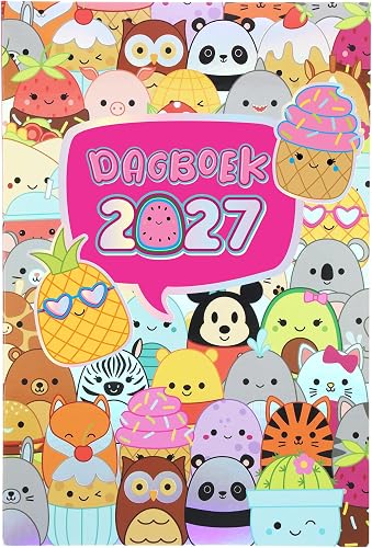 2027 Afrikaans School Diary for Girls, Colourful Cartoon Characters, Pink