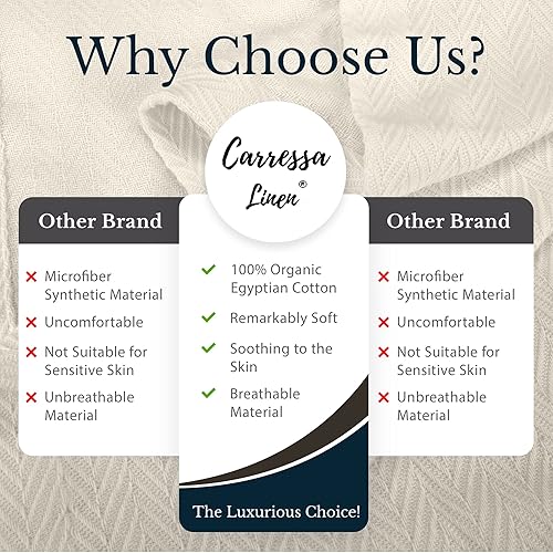 Miniatura 3 de Carressa Linen Manta de algodón puro, tamaño individual, suave, con patrón de espiga, ligera, suave y acogedora para todas las estaciones, 350 GSM y