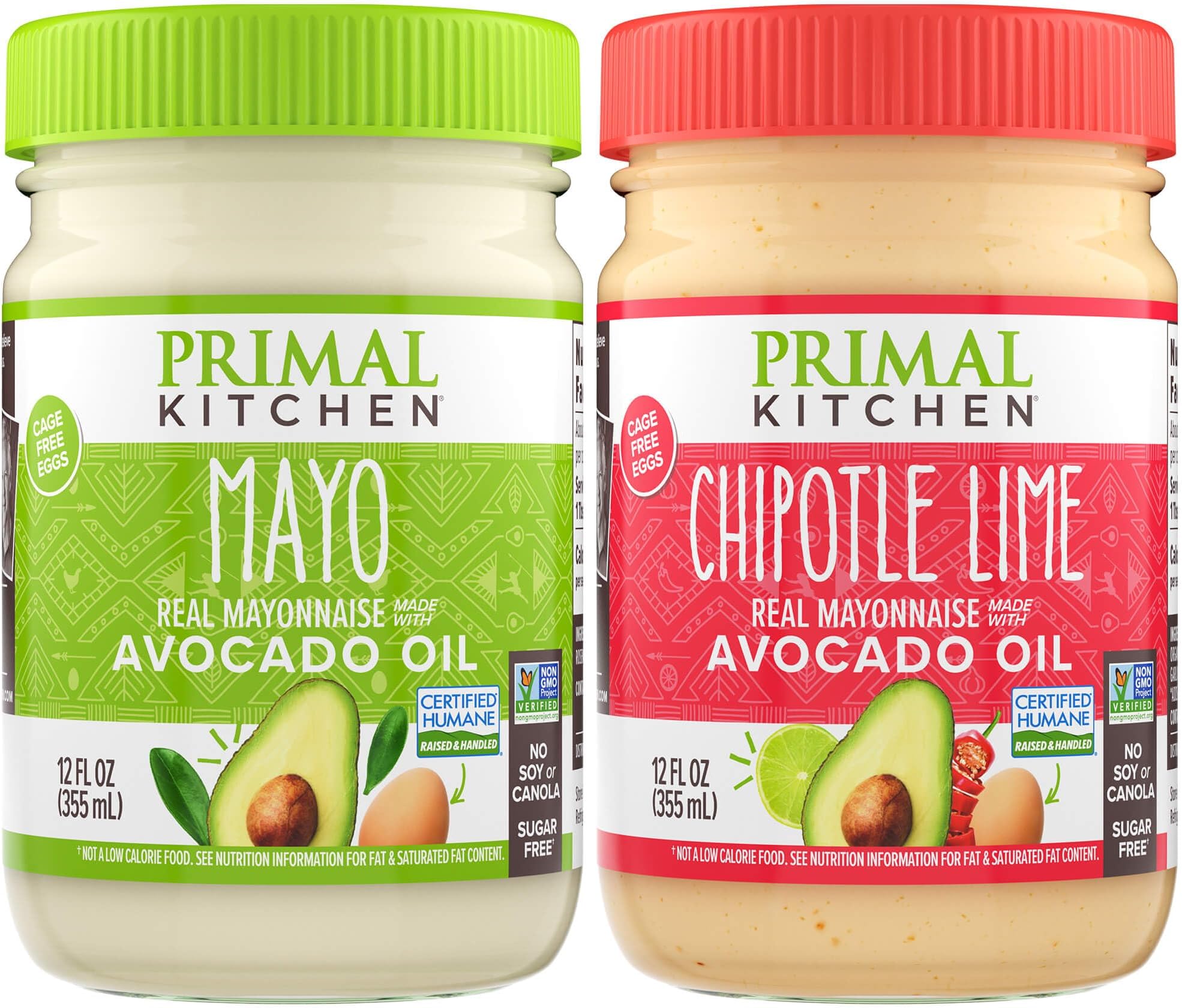Avocado Oil Mayo Variety Pack- Includes 1 Original and 1 Chipotle Lime, Gluten and Dairy Free, Whole 30 and Paleo Approved (12 oz) - Two Pack