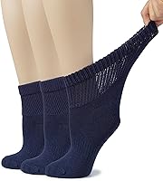 Vista 15 de Hugh Ugoli Calcetines tobilleros de algodón para mujer para diabéticos, anchos, sueltos, elásticos, puntera sin costuras, semiacolchado superior sin