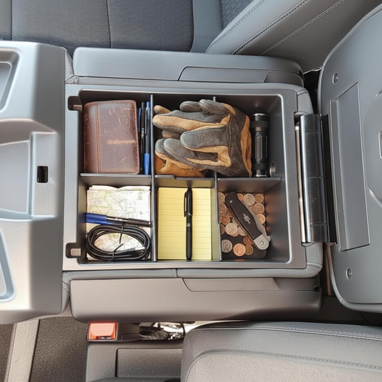 Vehicle OCD - Center Console Organizer for Chevy Silverado 1500 / GMC Sierra 1500 (2019-2026) and 2500/3500 HD (2020-2026) (Split Bench Folding Seat ONLY) - Made in USA - SLX160 image 4