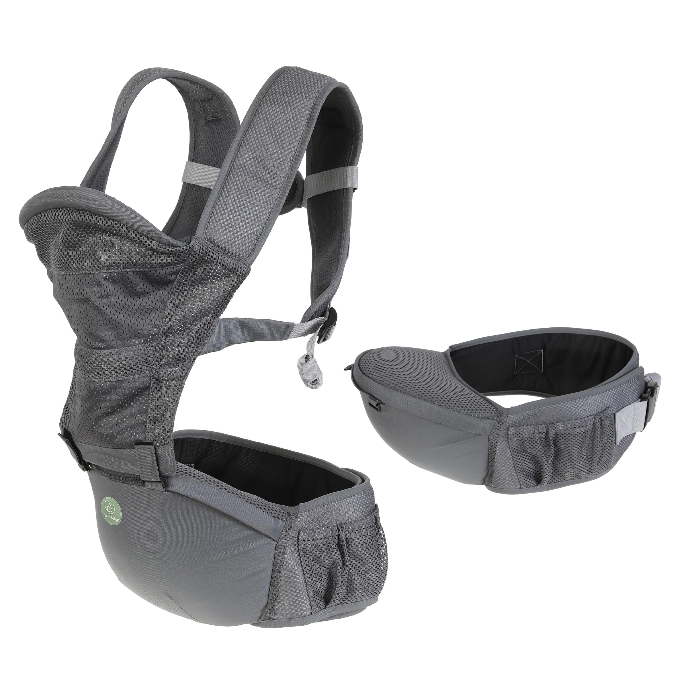 Dreambaby Elevate 6-in-1 Baby Carrier and Hip Seat for Newborn to Toddler up to 18kg - Front, Inward & Backpack Positions, Infant Support with Cushioned Hip Seat and Adjustable Waist Strap