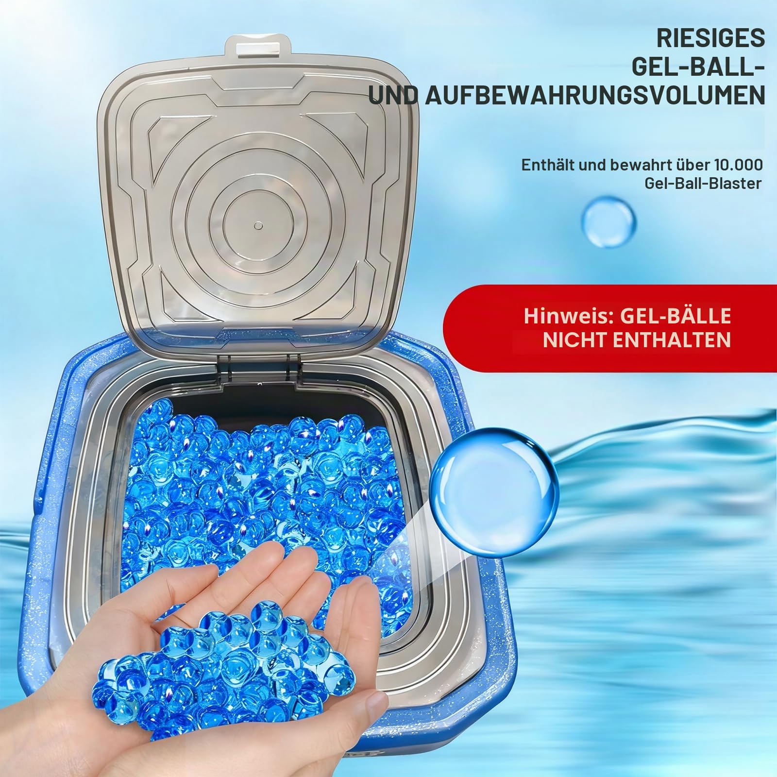 Gel Blaster Zubehör für Munition aus Gel, 10000 Stück, faltbar mit Filter, Aufbewahrung für Outdoor-Spiele
