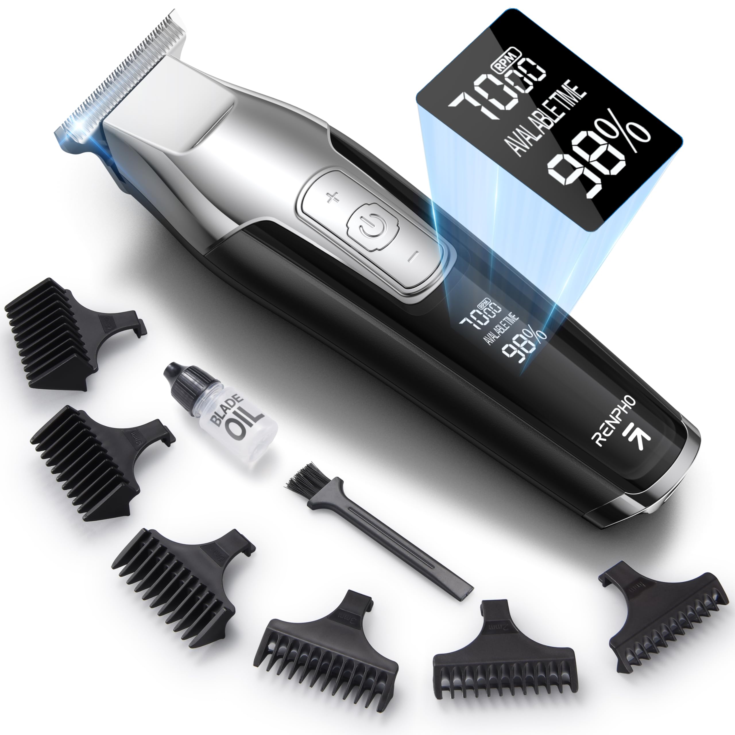 RENPHO Haarschneidemaschine Profi, Trimmer Herren mit Leistungsstarker Motor, Haarschneider 0-12mm, Haartrimmer Herren mit Einstellbarer Geschwindigkeit