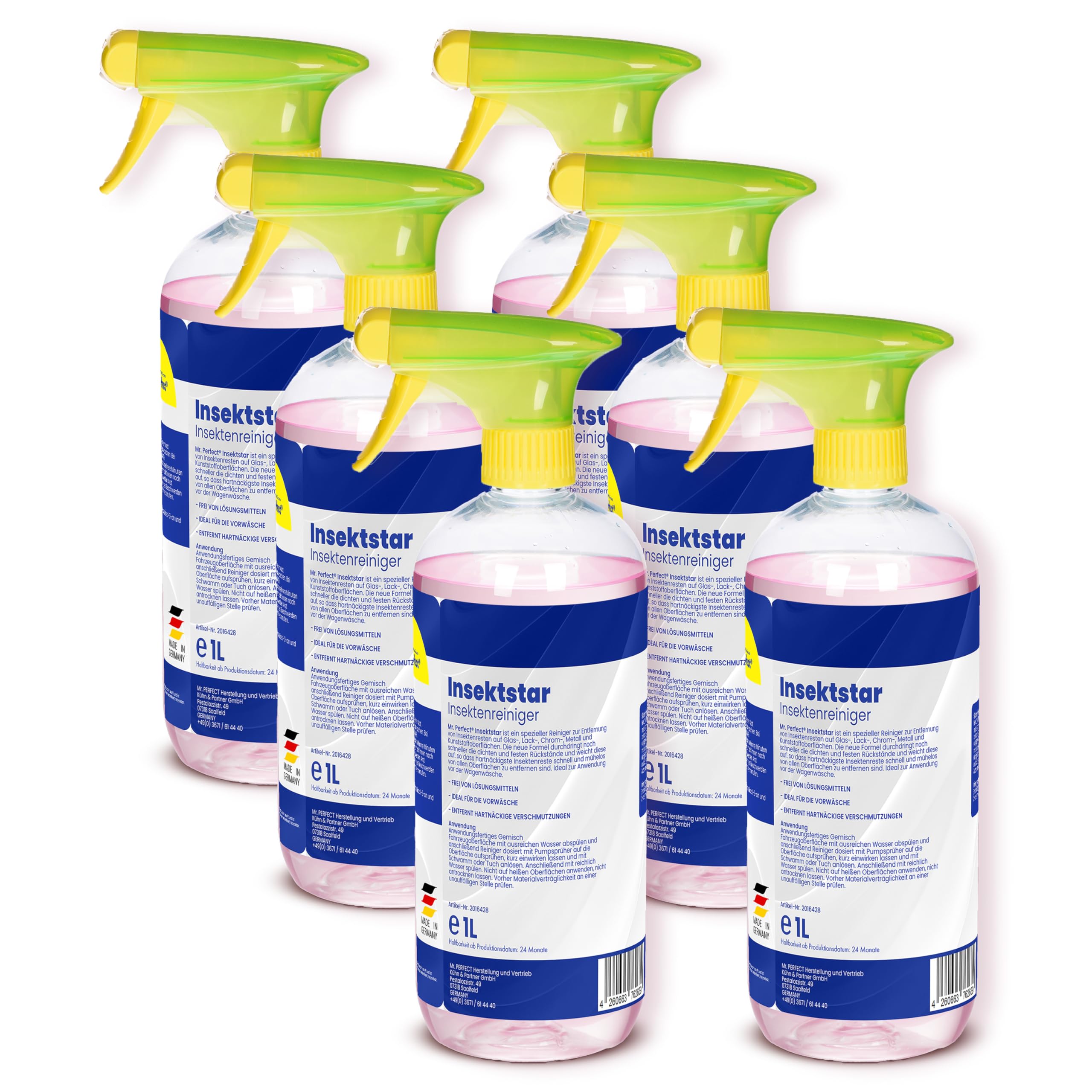 Mr. Perfect® Professioneller Insektenentferner Auto - 6x1L I Auto & Motorrad Insektenentferner - Geeignet für Lack, Glas, Kunststoff & Chrom I Lackschonender Insektenreiniger, Vorreiniger