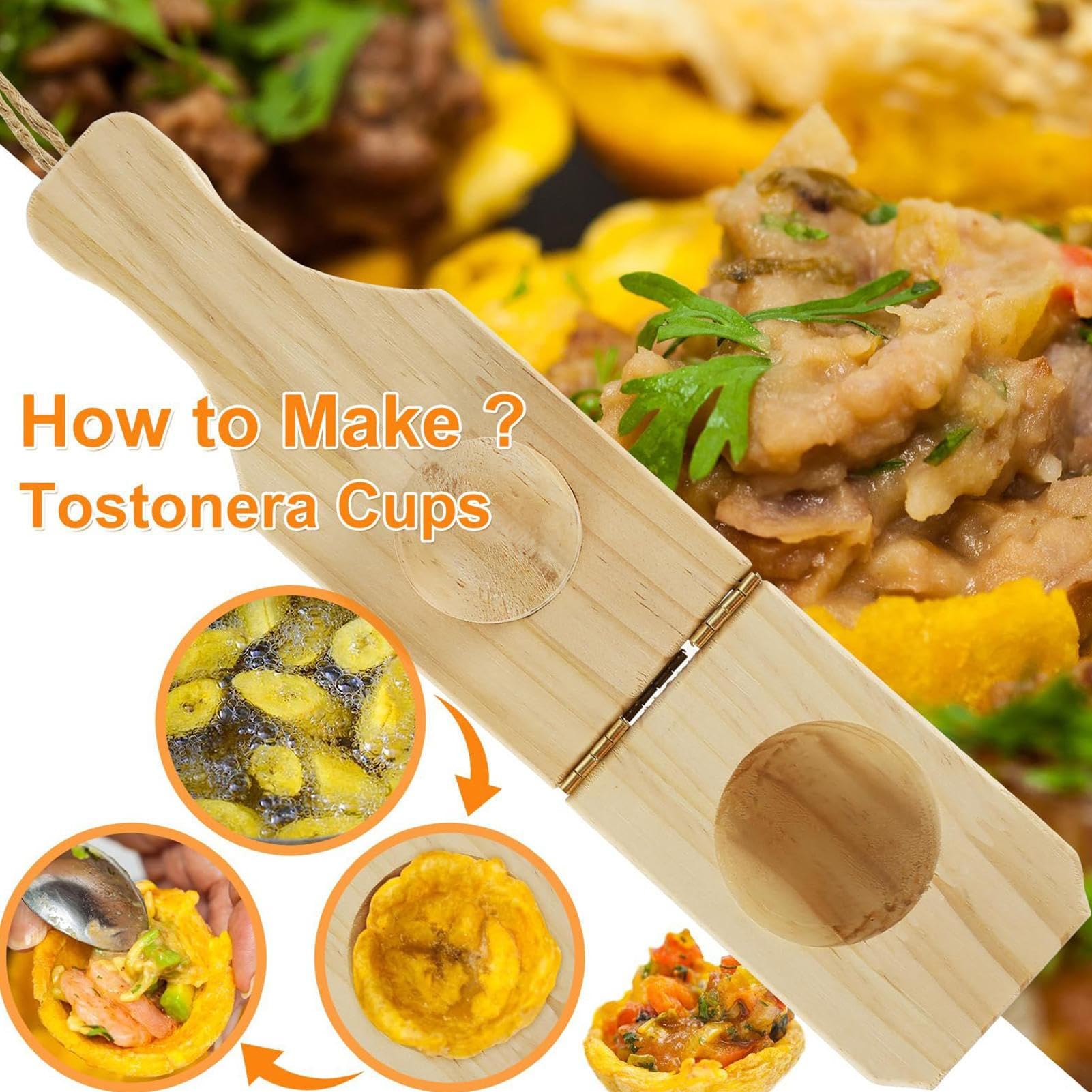 Prensa Para Aplastar Plátanos - Molde De Madera Para Copas De Plátano | Prensador De Tazas De Banana Fritas | Para Cocina Cocción Parrilla Hogar Camping Fiesta Buffet Preparación De Ensaladas