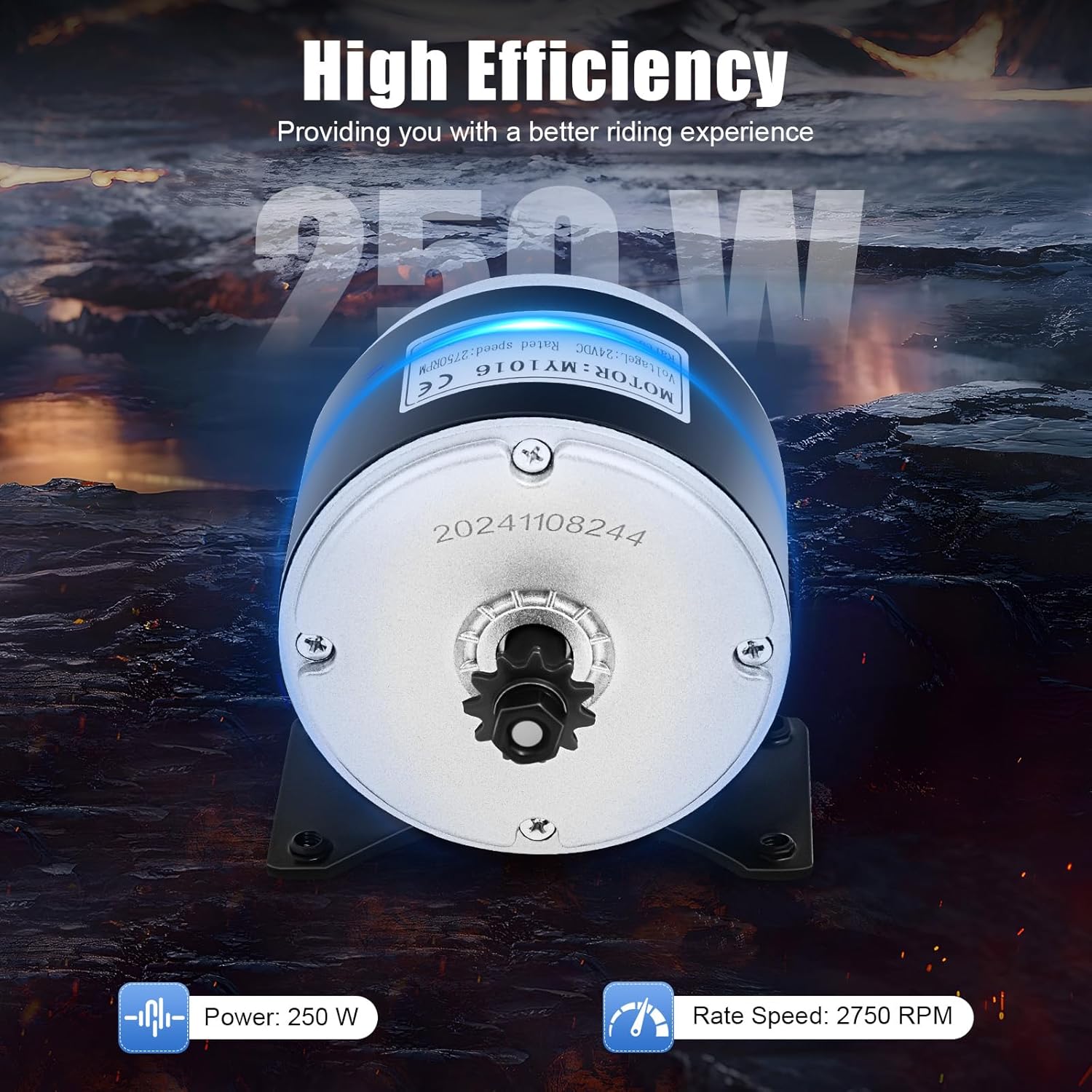 24V 250W Electric Motor DC 2750RPM Permanent Magnet Electric Motor Brushed for E Scooter Go-Kart Drive Mini Bike Speed Control, MY1016