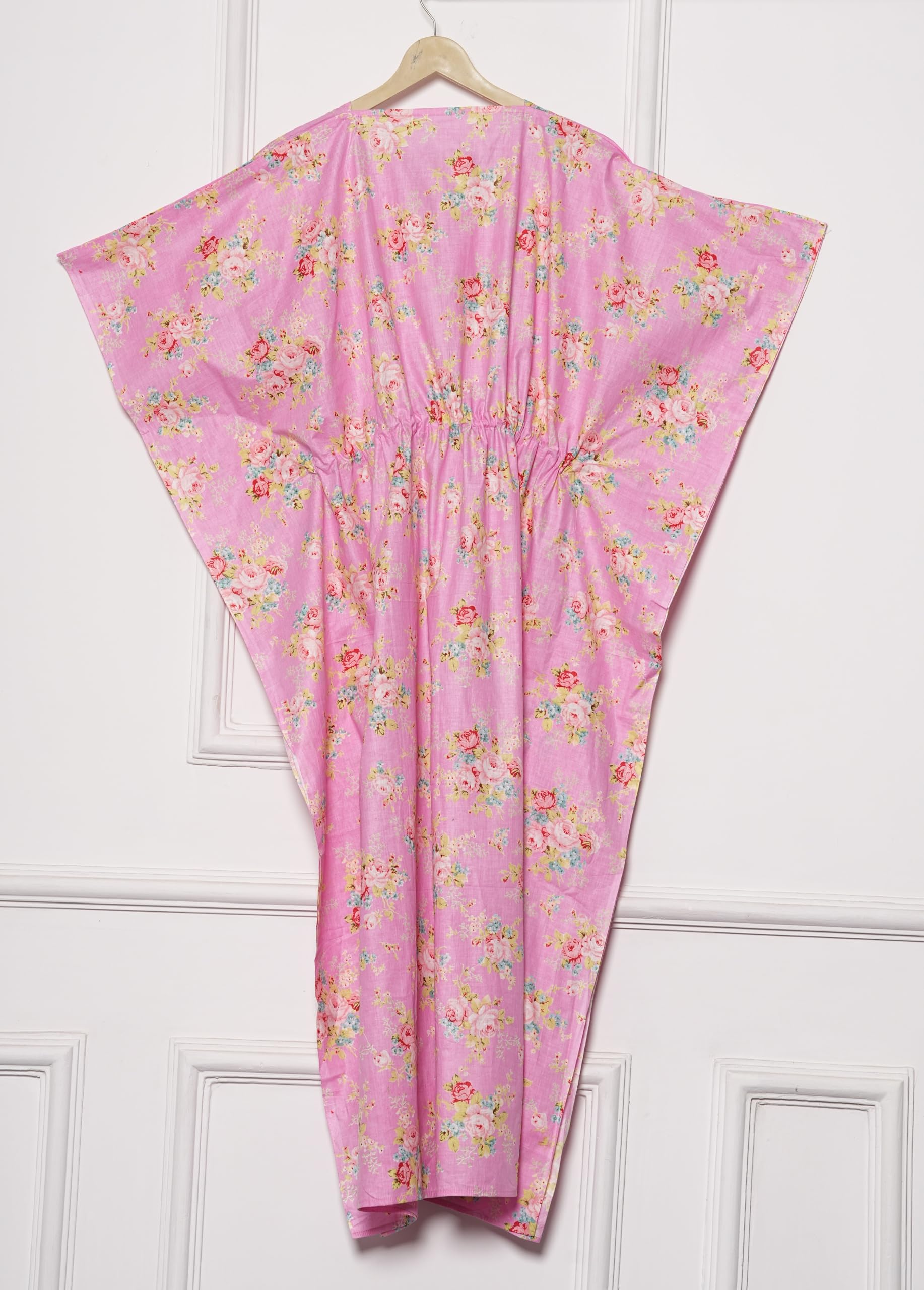 INDACORIFY Caftan d'été en Coton, Couverture de Plage, vêtements de détente, imprimé Bloc Floral, vêtements de villégiature, Caftan imprimé Indien, Robe Kimono Ample Multi