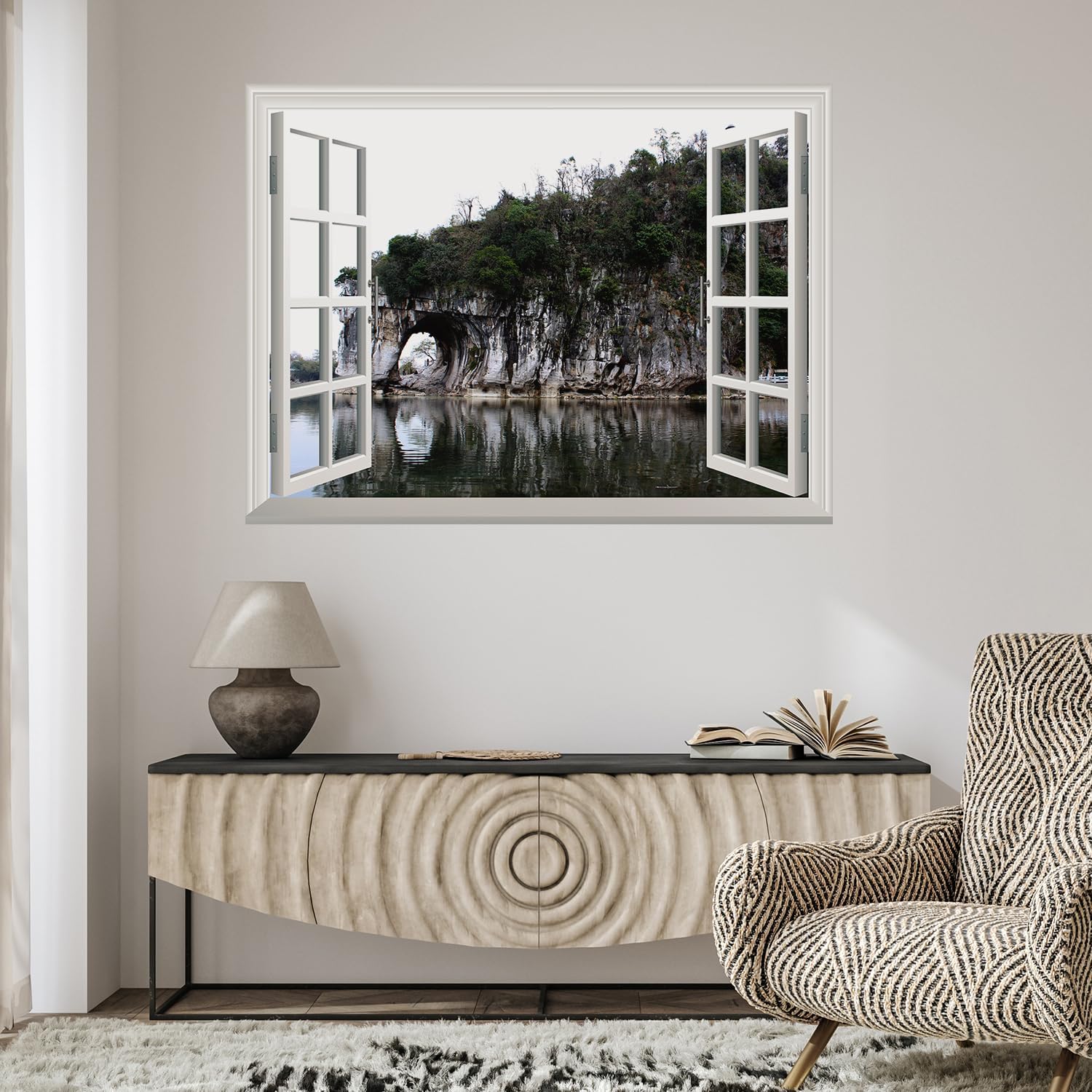 wall26 Removable Wall Sticker/Wall Mural - Beautiful Landscape The Elephant Trunk Hill | Creative Window View Home Decor/Wall Decor - 36"x48"