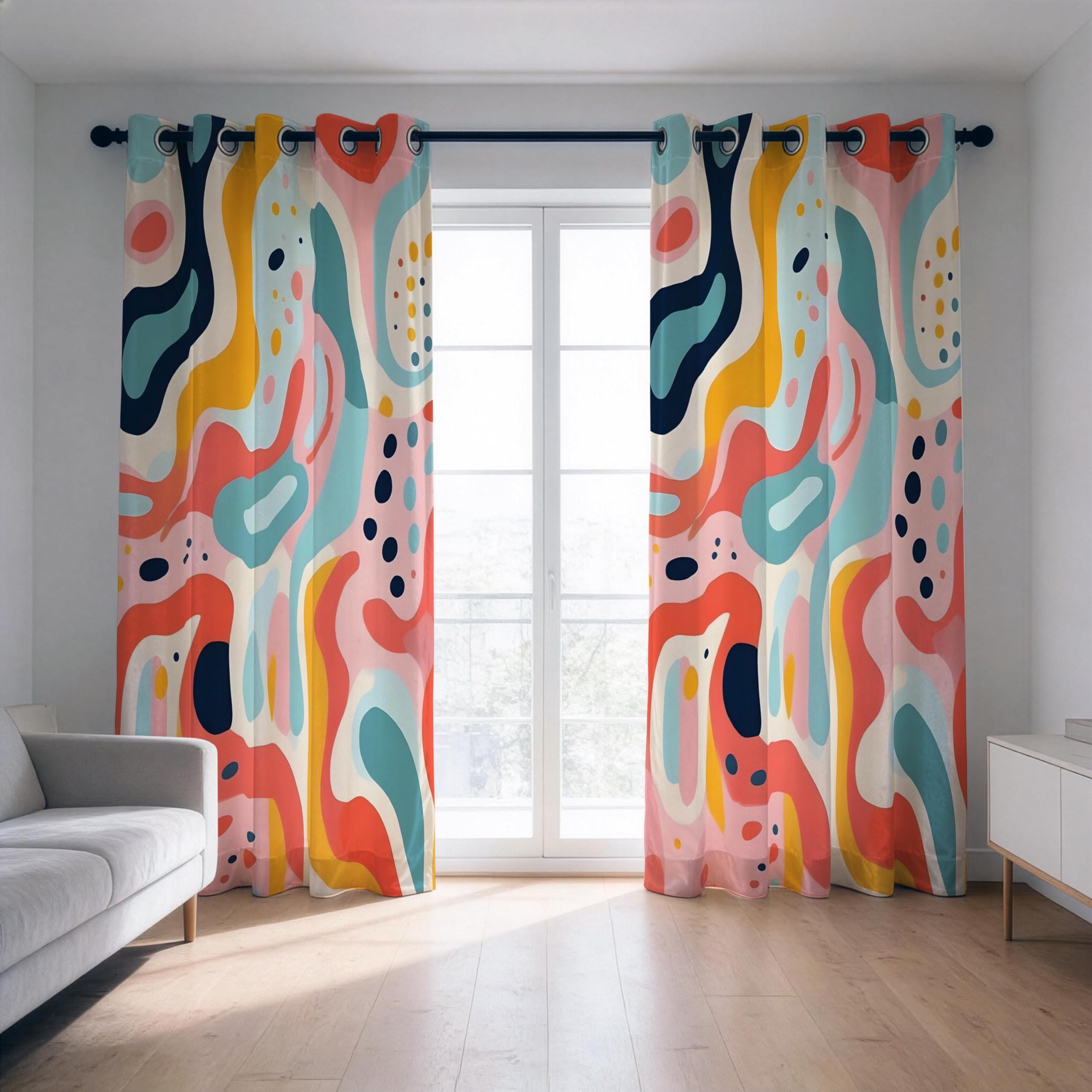IKDZCM Colorful Abstract Blackout Curtains for Bedroom, Modern Art Drapes, Contemporary Window Panels, Retro Pattern Curtains(WxH/2x143x205cm)