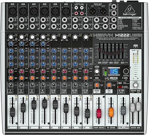 Miniatura 2 de Behringer XENYX X1222USB - Mezclador Premium de 16 entradas y 2/2 buses con preamplificadores y compresores de micrófono XENYX, British EQ,