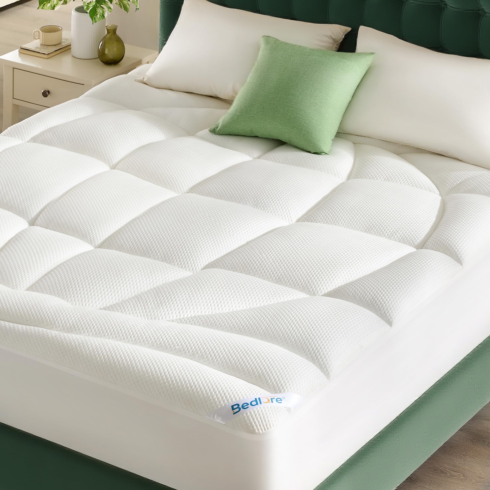 BEDLORE King Mattress Topper Thick Tencel Blend Pillow Top Mattress Pad Soft and Breathable Mattress Cover for Back