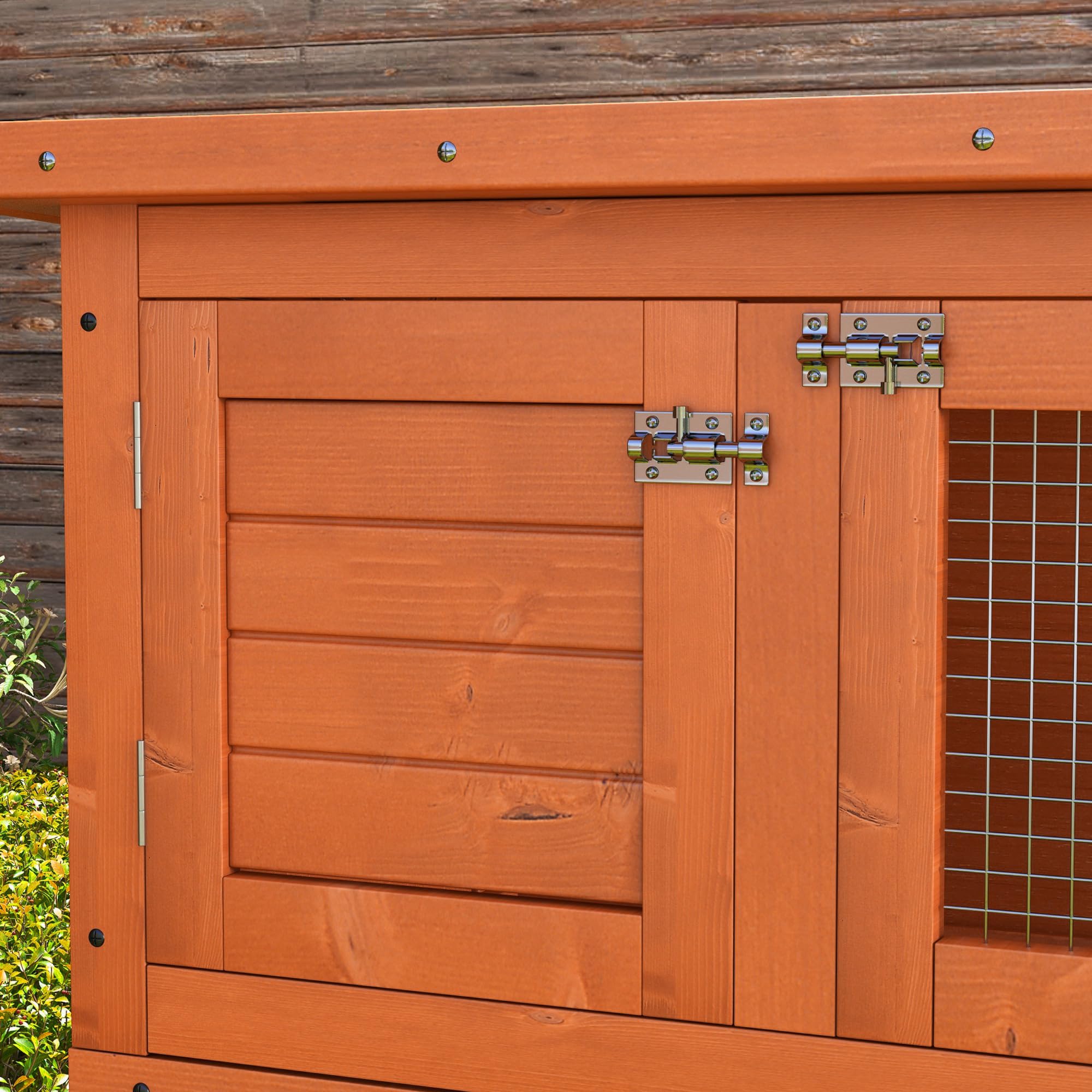 PawHut Gabbia per Conigli Conigliera da Esterno in Legno di Abete, 90x45x90cm