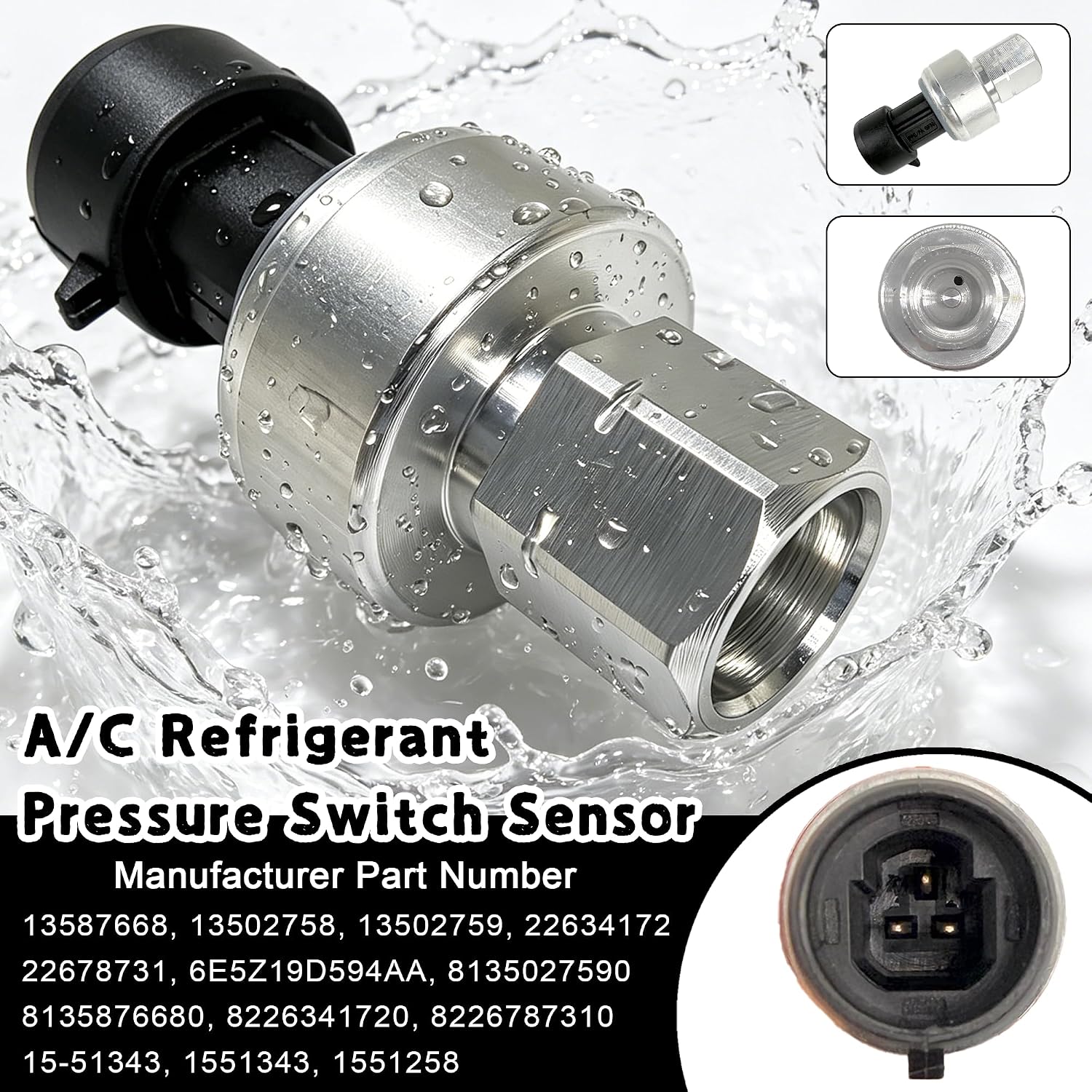 13587668 A/C Refrigerant Pressure Switch Sensor with Connector Wiring Harness Compatible with Chevy,Buick,Cadillac,GMC & Ford - Fits Silverado,Impala,CTS,SRX,XT5& More Replaces 13502758 155134