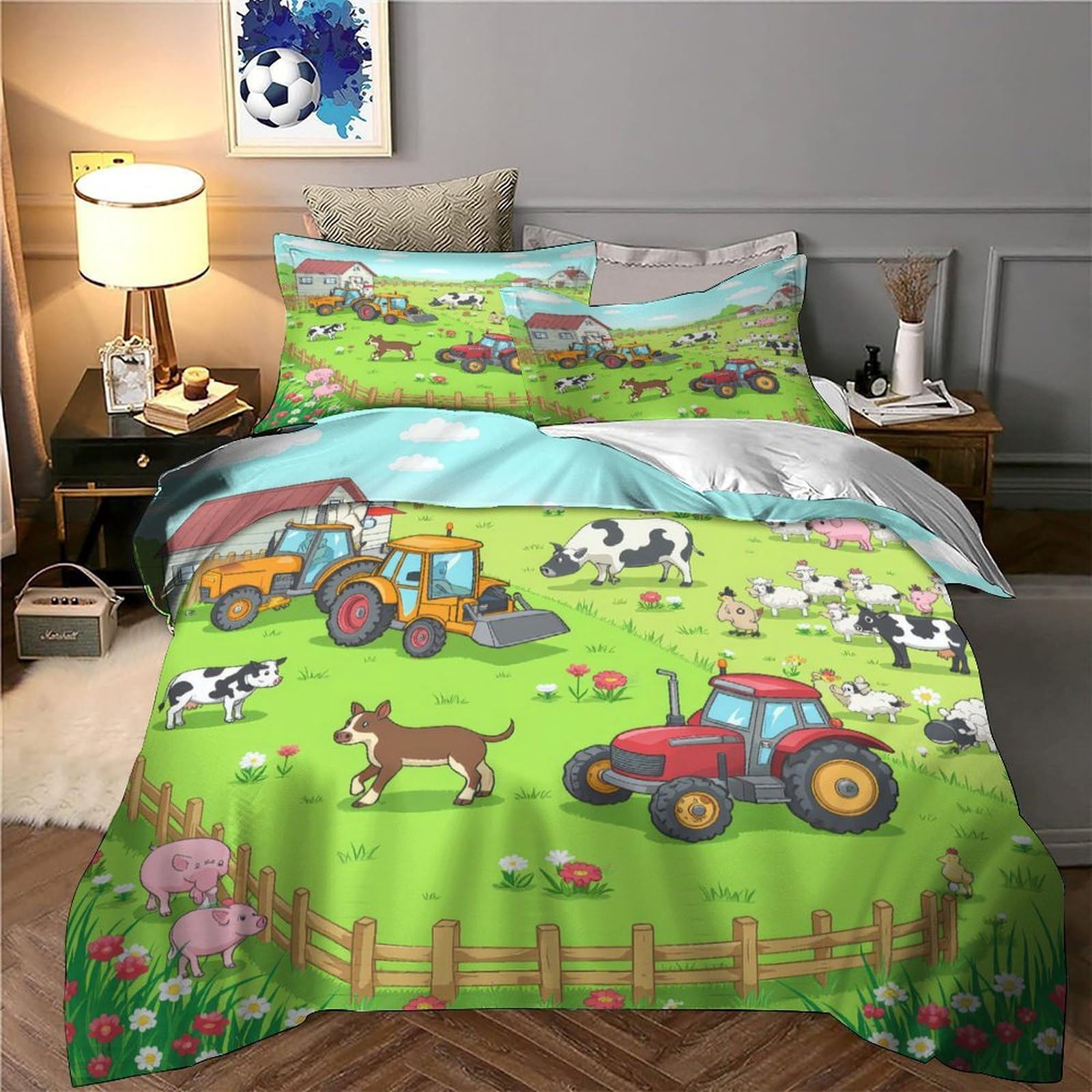Bauernhof Kinder Bettwäsche Set Microfaser Cartoon Look