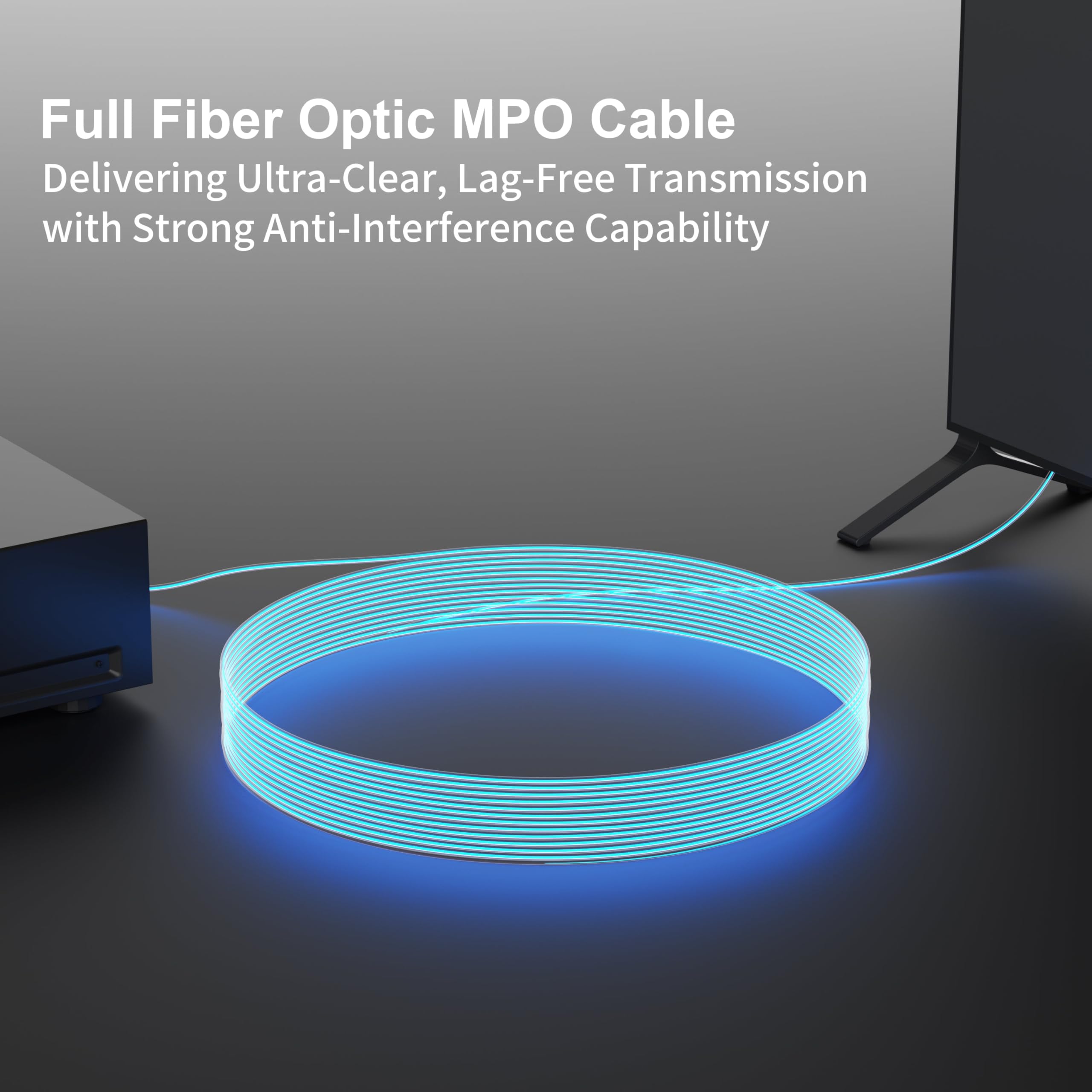 RUIPRO Cable MPO hembra-hembra, fibra óptica pura blindada, 7 fibras, 30 m | La estructura de fibra blindada protege contra tirones, dobleces y compresión en instalaciones empotradas y en conductos