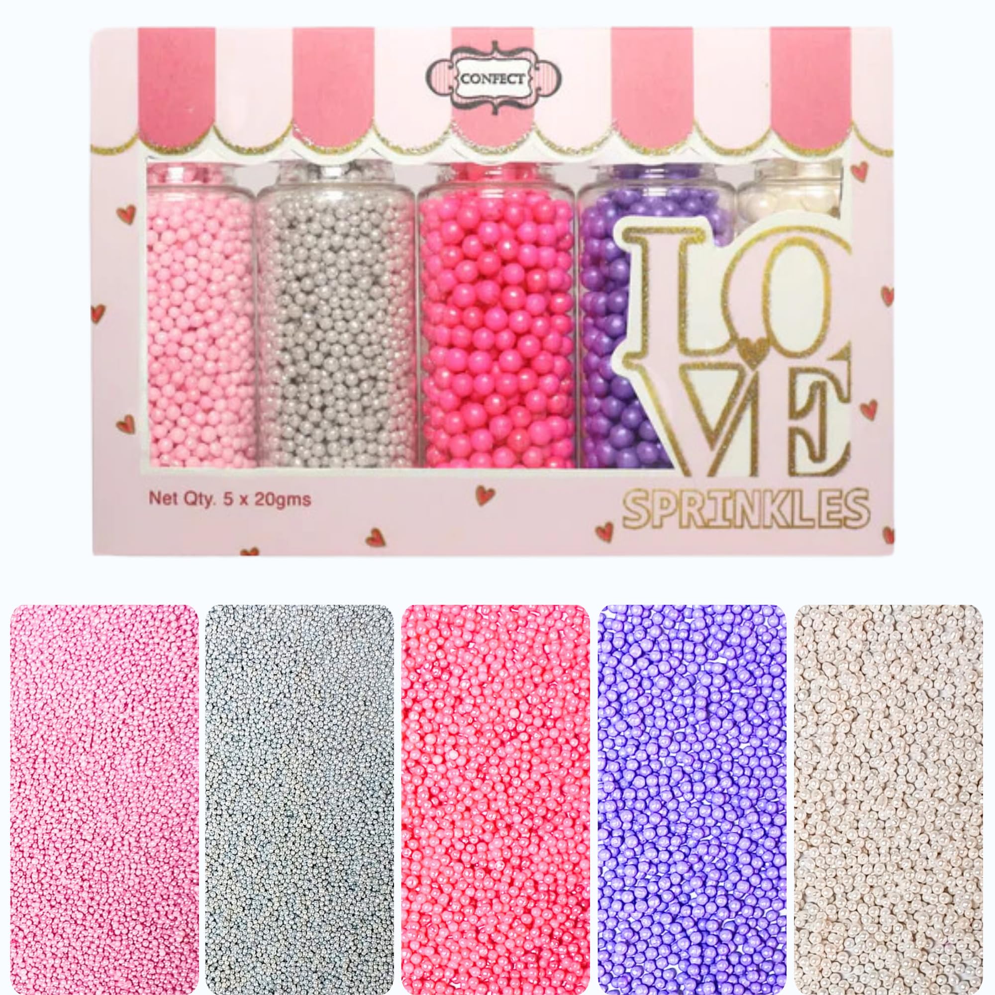 Sponsored Ad - Confect Pretty Princess Pearl Sprinkles – 5 Pack Dragees Mix (Baby Pink, Silver, Neon Pink, Purple & White) – Elegant Cake & Cupcake Decorations – Vegan, Gluten-Free, Nut-Free, Soy-Free, Dairy-Free, Palm Oil-Free , Dye Free, No Artificial Dyes- 5 Oz