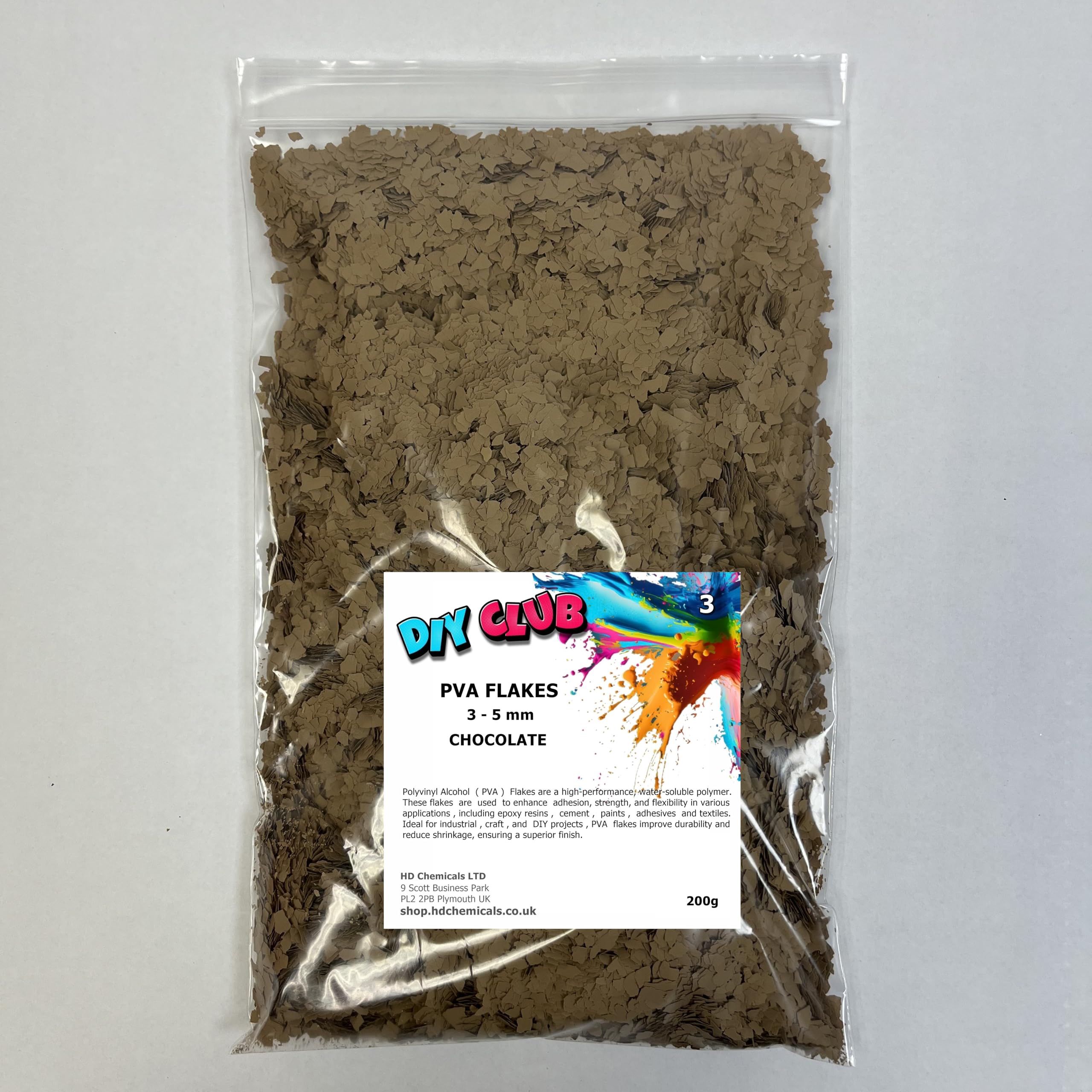 Epoxy Resin PVA CHIPS FLAKES 3-5mm Garage Floor, Decorative Coating, Art and Crafts (CHOCOLATE, 200)