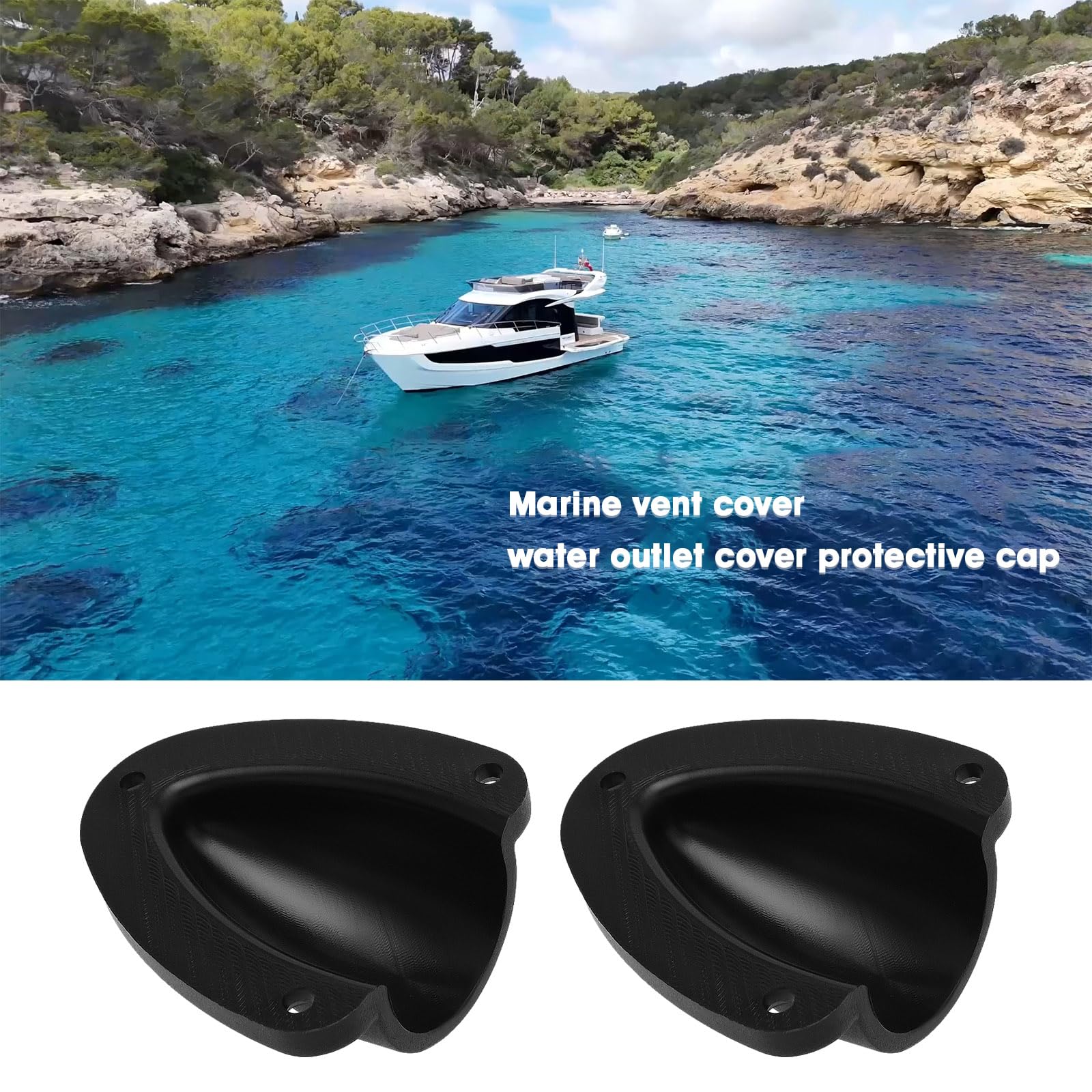 Lot de 4 Couvercles d'aération en Nylon pour Câbles Marins avec Vis Ou pour Yachts Bateaux Navires (Taille S/Noir)