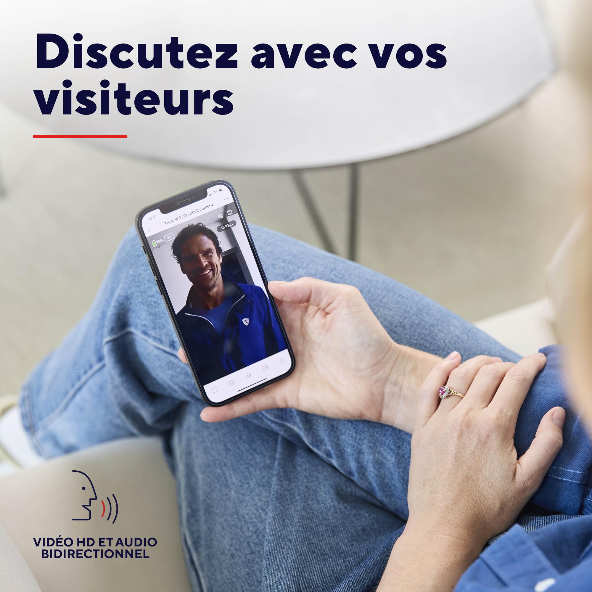 Trust Sonnette Vidéo sans Fil 2.4GHz avec Camera 3MP 2K HD, Audio Bidirectionnel, Vision Nocturne, Imperméable, Caméra et Audio, Alimentation par USB-C ou Câblée 8-24V, Carillon Inclus, Noir