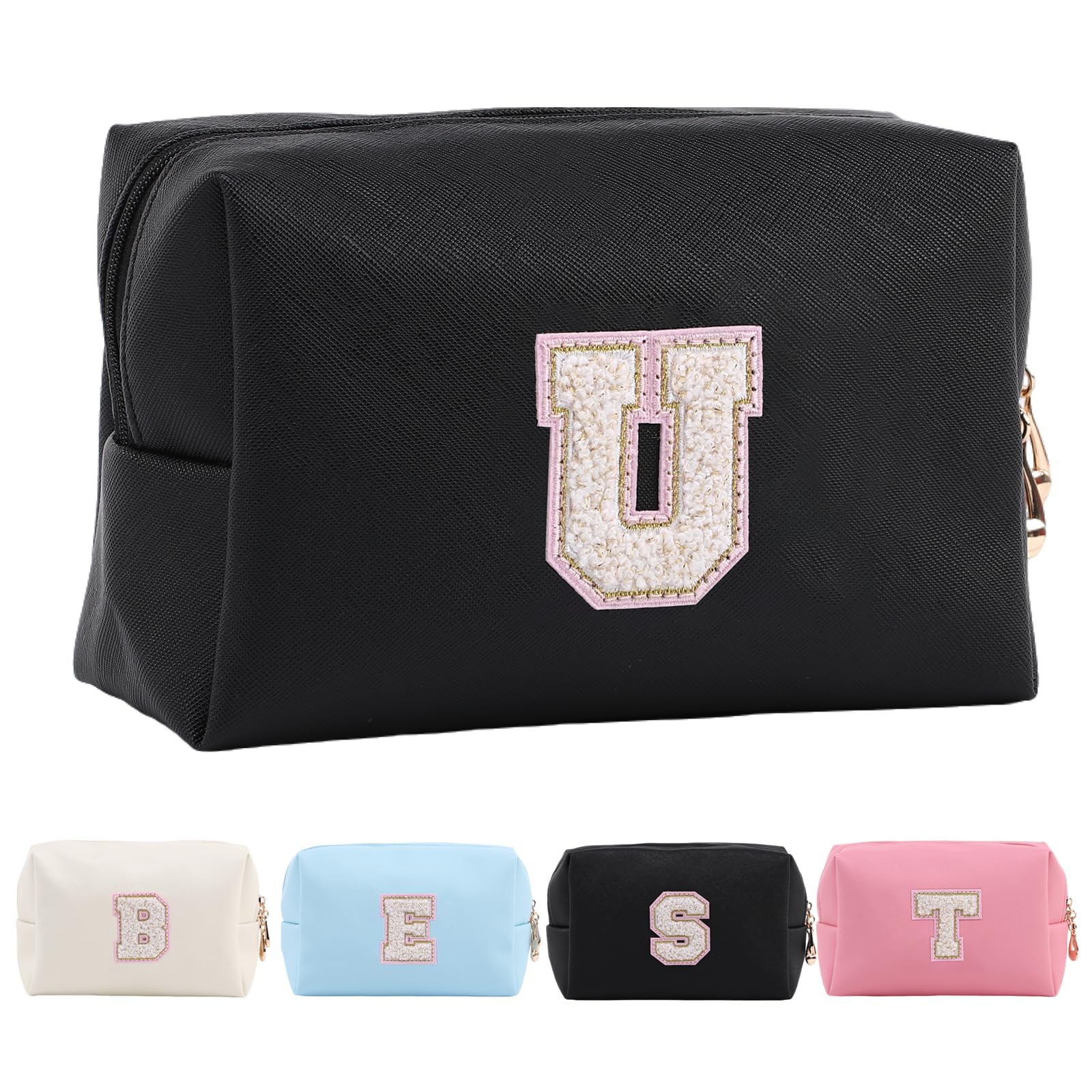 Personalized Makeup Bag,Waterproof Travel Makeup Pouch Cosmetic Bag Birthday Gift for Women Mom，Bride Bridesmaid Cosmetic Bag A-Z — view 109