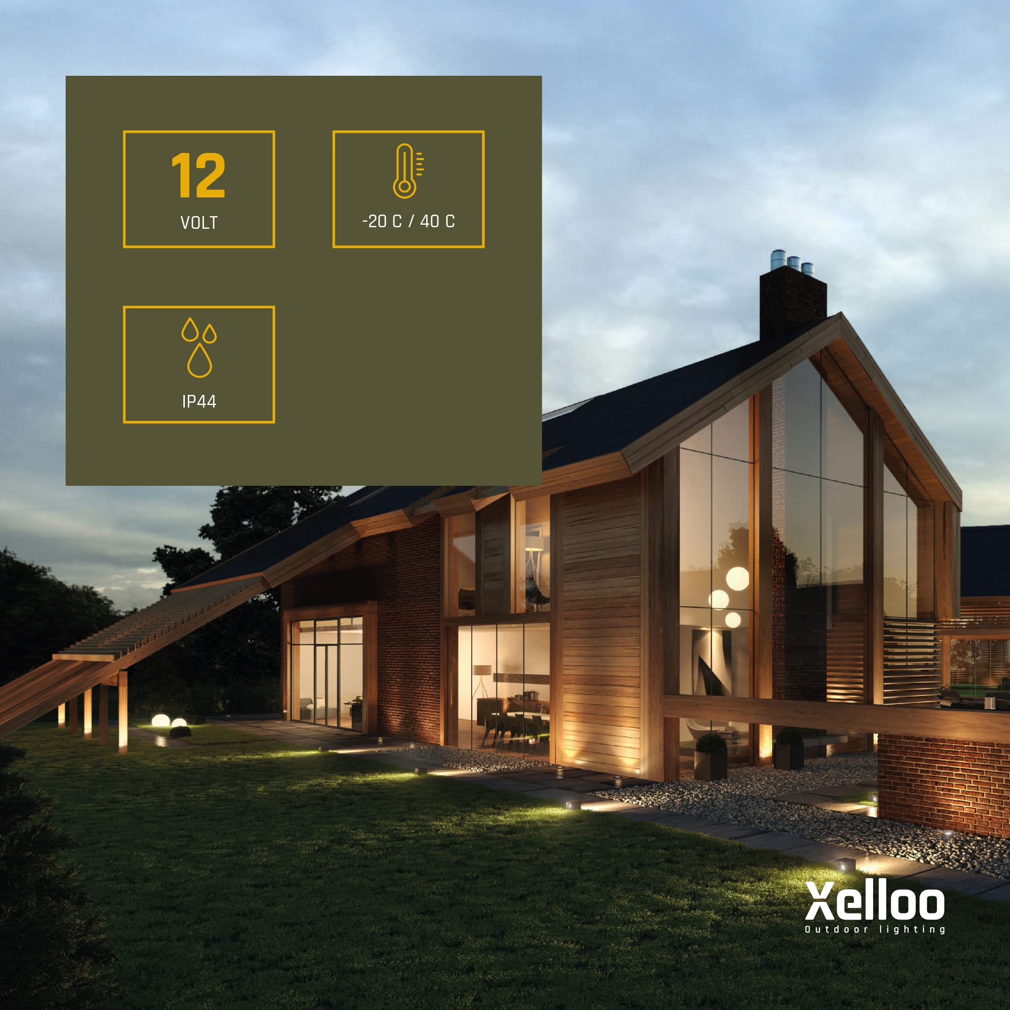 Xelloo® Rozgałęźnik Kablowy z 3 Złączami do Łatwego Rozdzielania Zestawów Oświetleniowych 12V - Wodoodporny i Odpowiedni do Wszystkich Zestawów Oświetlenia Zewnętrznego