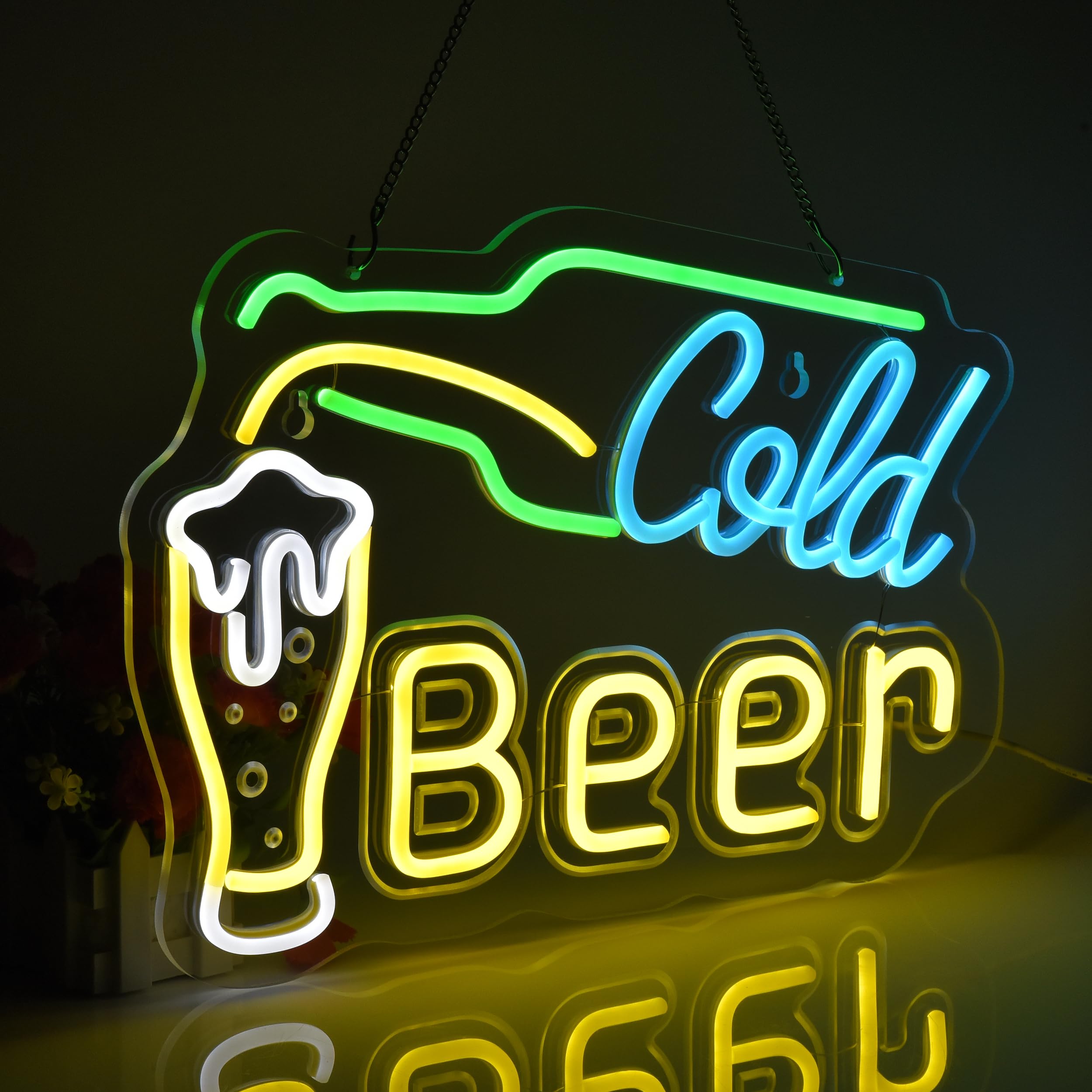 Amazon | JJOMOBUTY ビールネオンサイン 多階段調光可 LED COLD BEER  