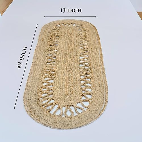 Miniatura 3 de Heavenera Camino de mesa de yute natural de 13 x 48 pulgadas, reversible, trenzado de yute, clásico, para decoración de mesa, gabinete, diseño de