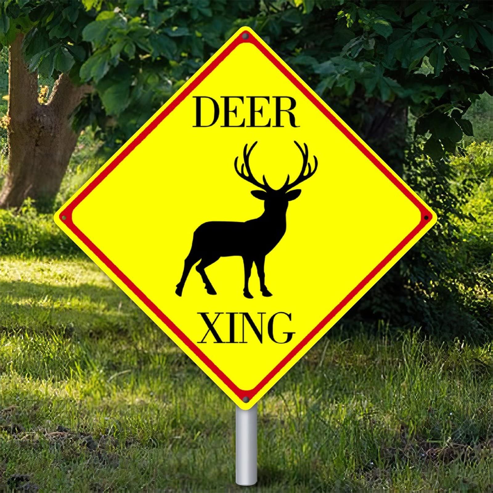 Panneau avertissement cerf métal 38 cm pour sécuriser et décorer vos murs