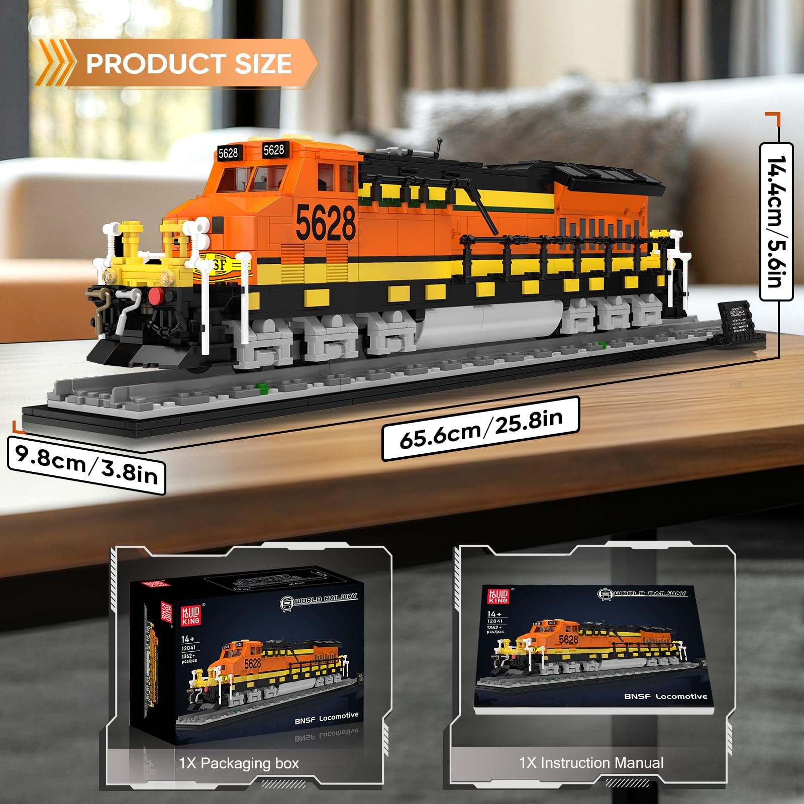 Mould King 12041 Northern Locomotive Model Building Blocks Kit, MOC 1362+ PCS Freight Train Construction Toy Set - Image 2