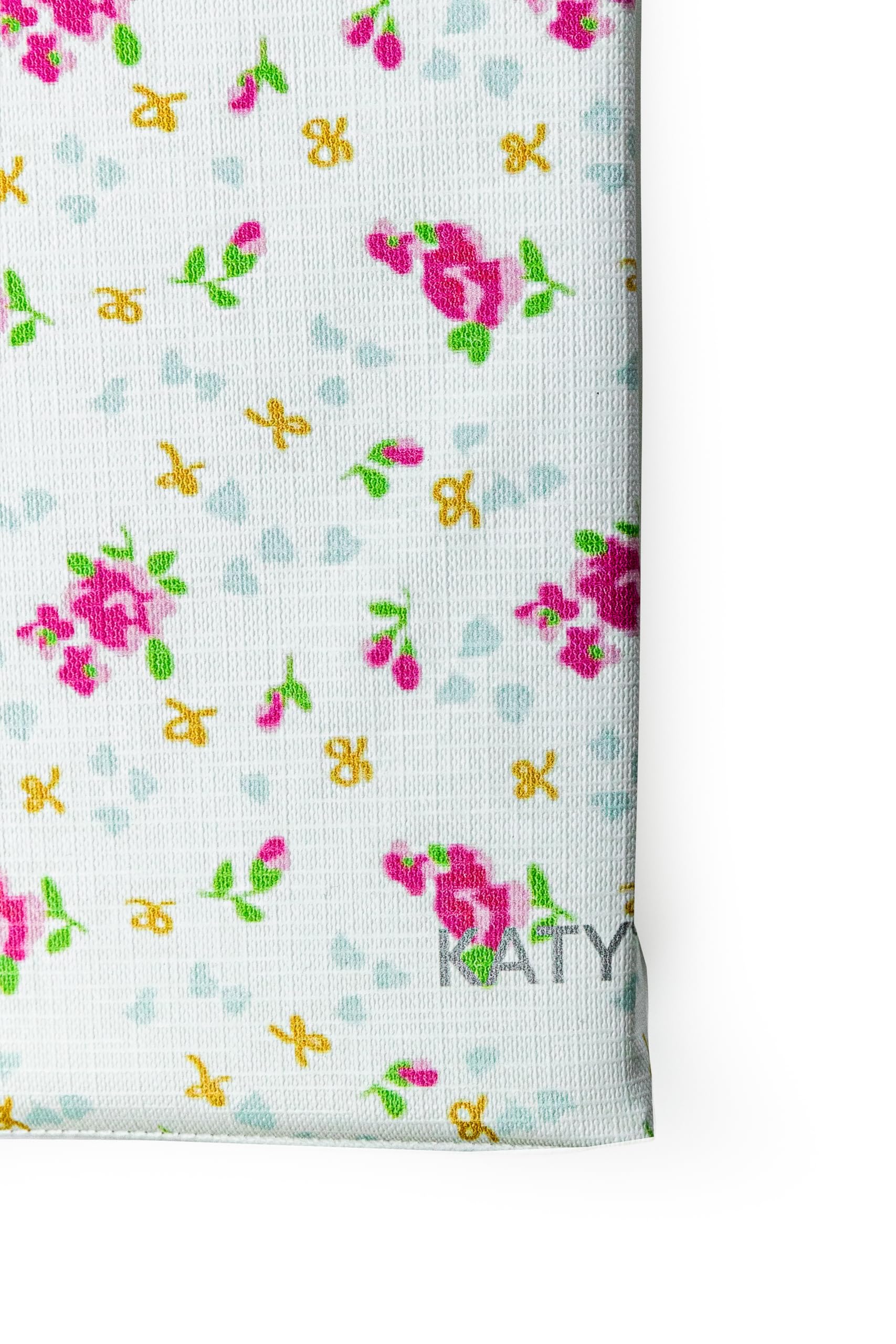 KATY Deluxe Wickelunterlage für Babys, Mädchen, wasserdicht, mit gebogenen Seiten, Vintage-Rosen-Design, cremefarben